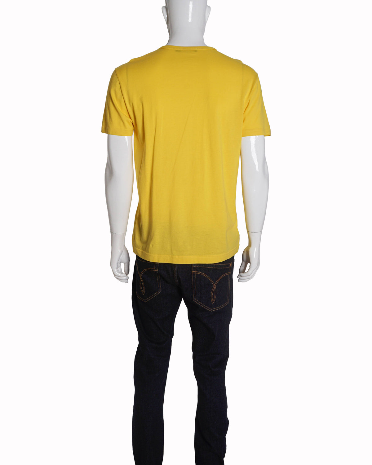 Dolce & Gabbana Yellow Embossed Logo Plaque Cotton T-Shirt