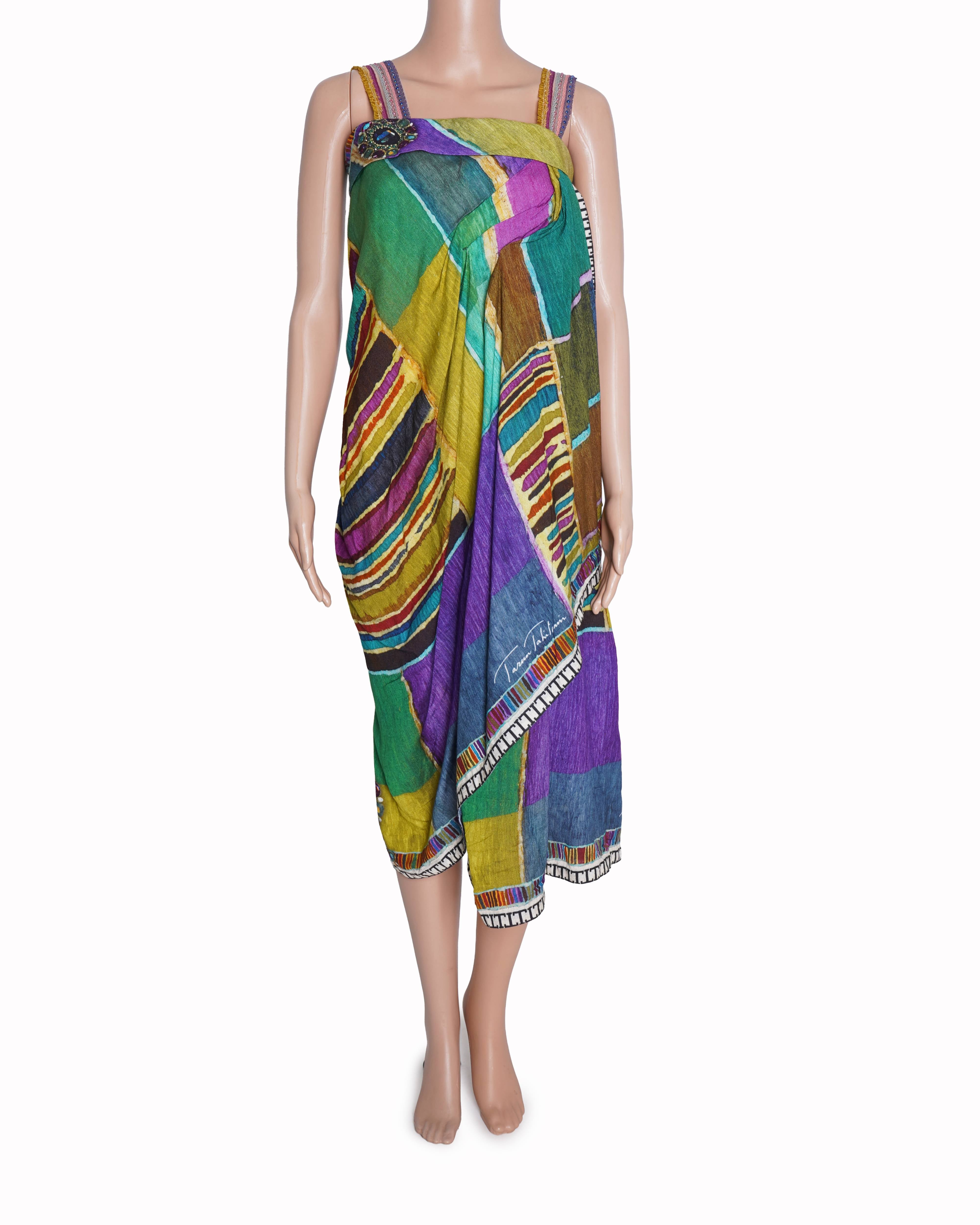 Tarun Tahiliani Drape Printed Dress