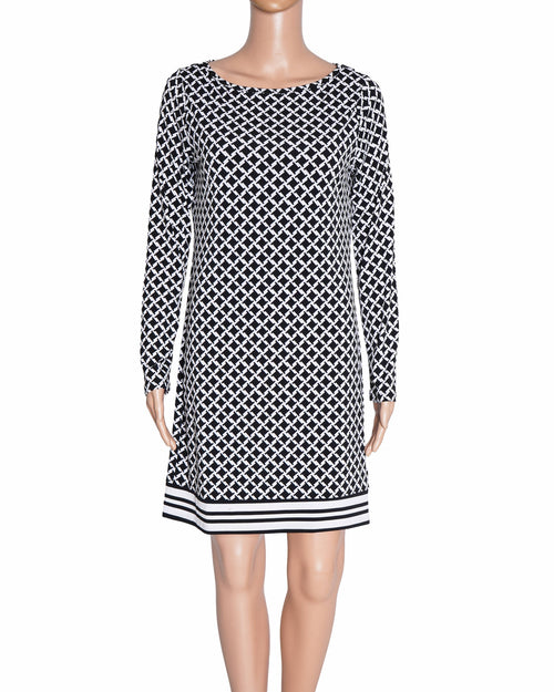 Michael Kors Bermont Border Dress in Black & White