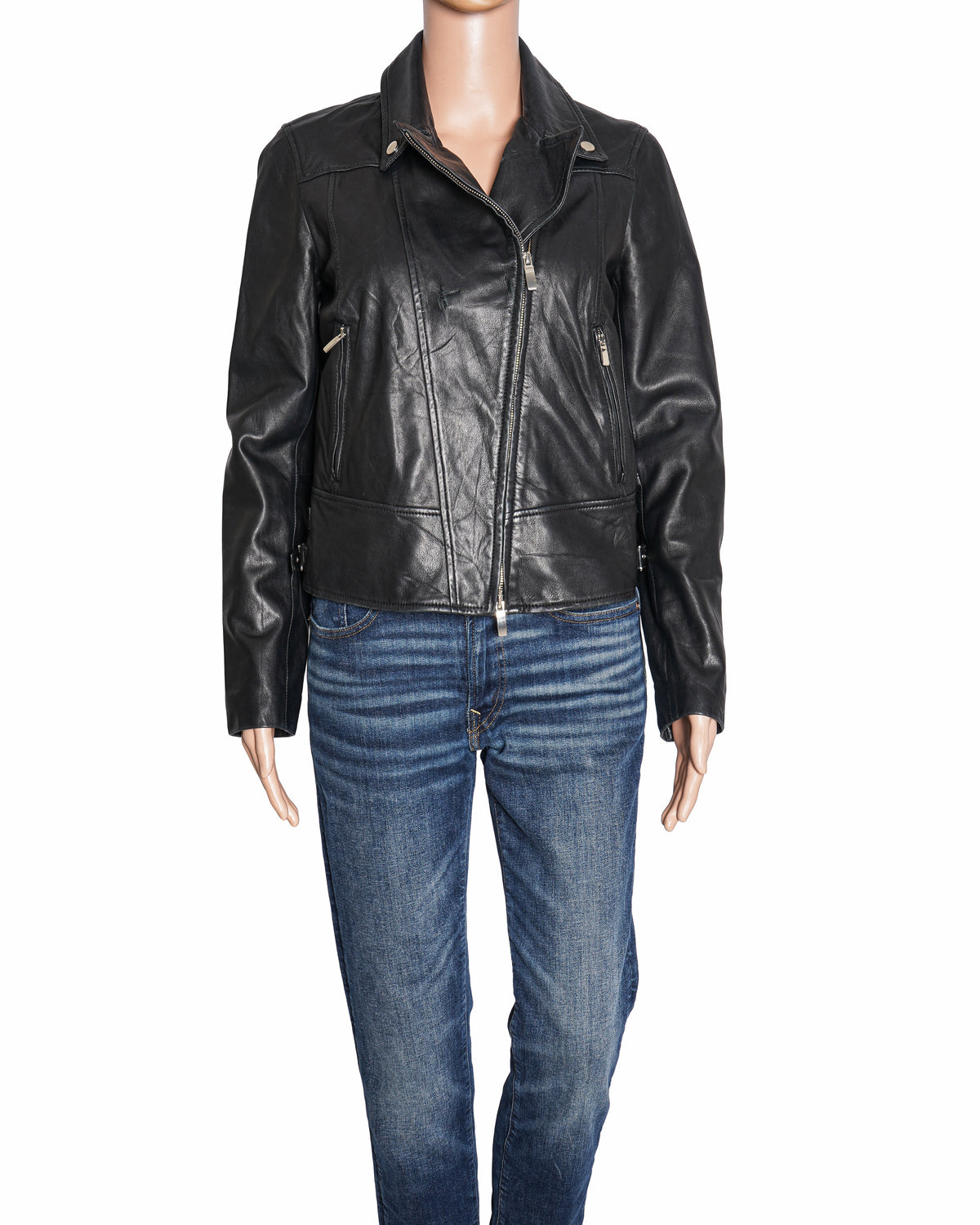 Massimo Dutti black leather jacket