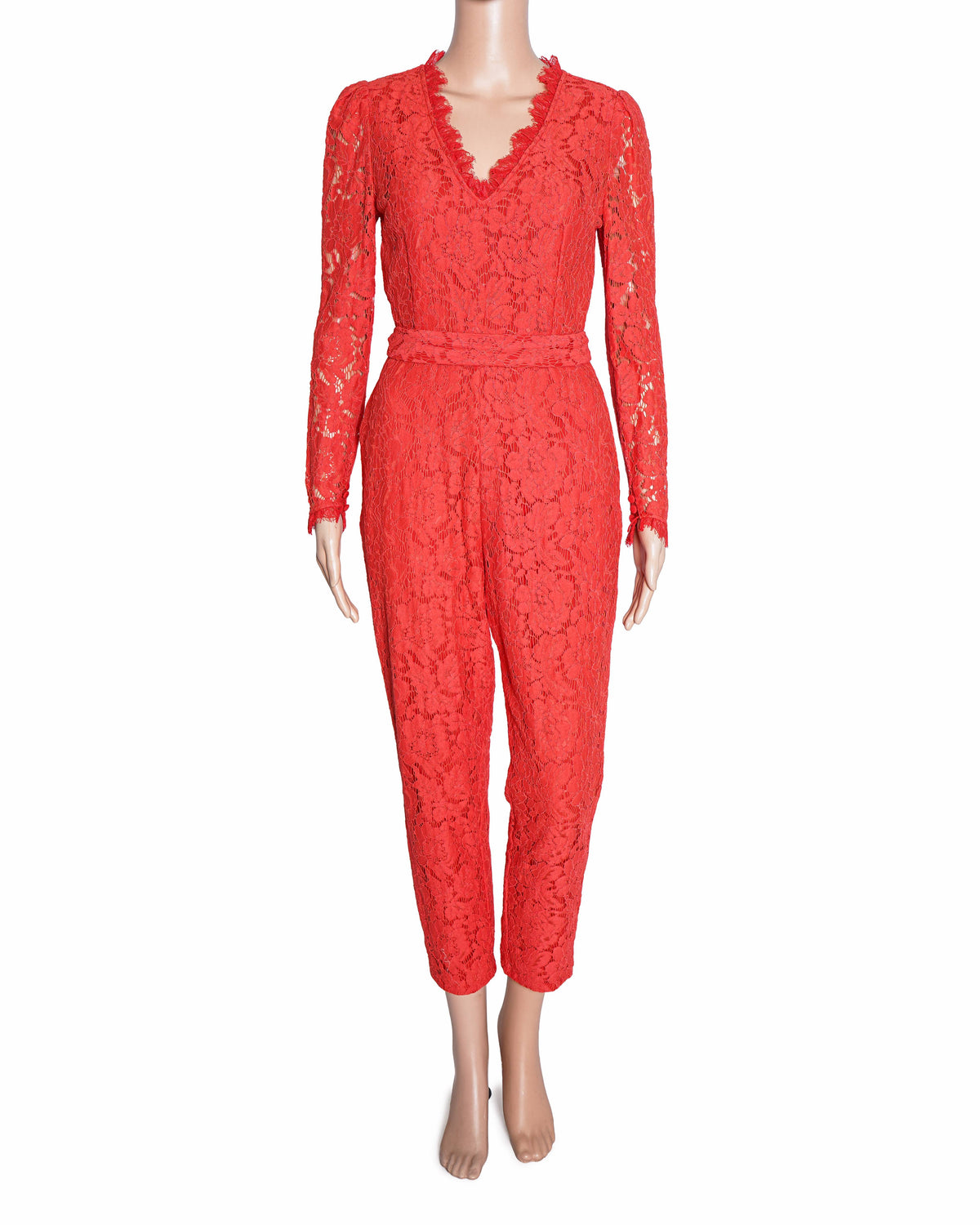 Temperley London Crimson Red Floral Lace Jumpsuit