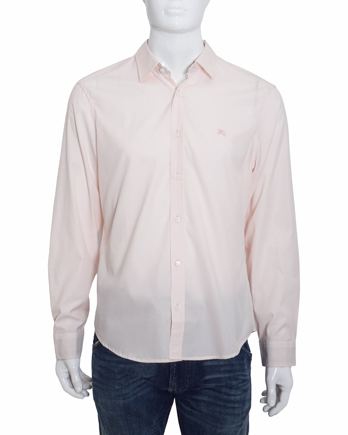 Burberry Men's Pastel Pink Inner Check Accent Formal Shirt