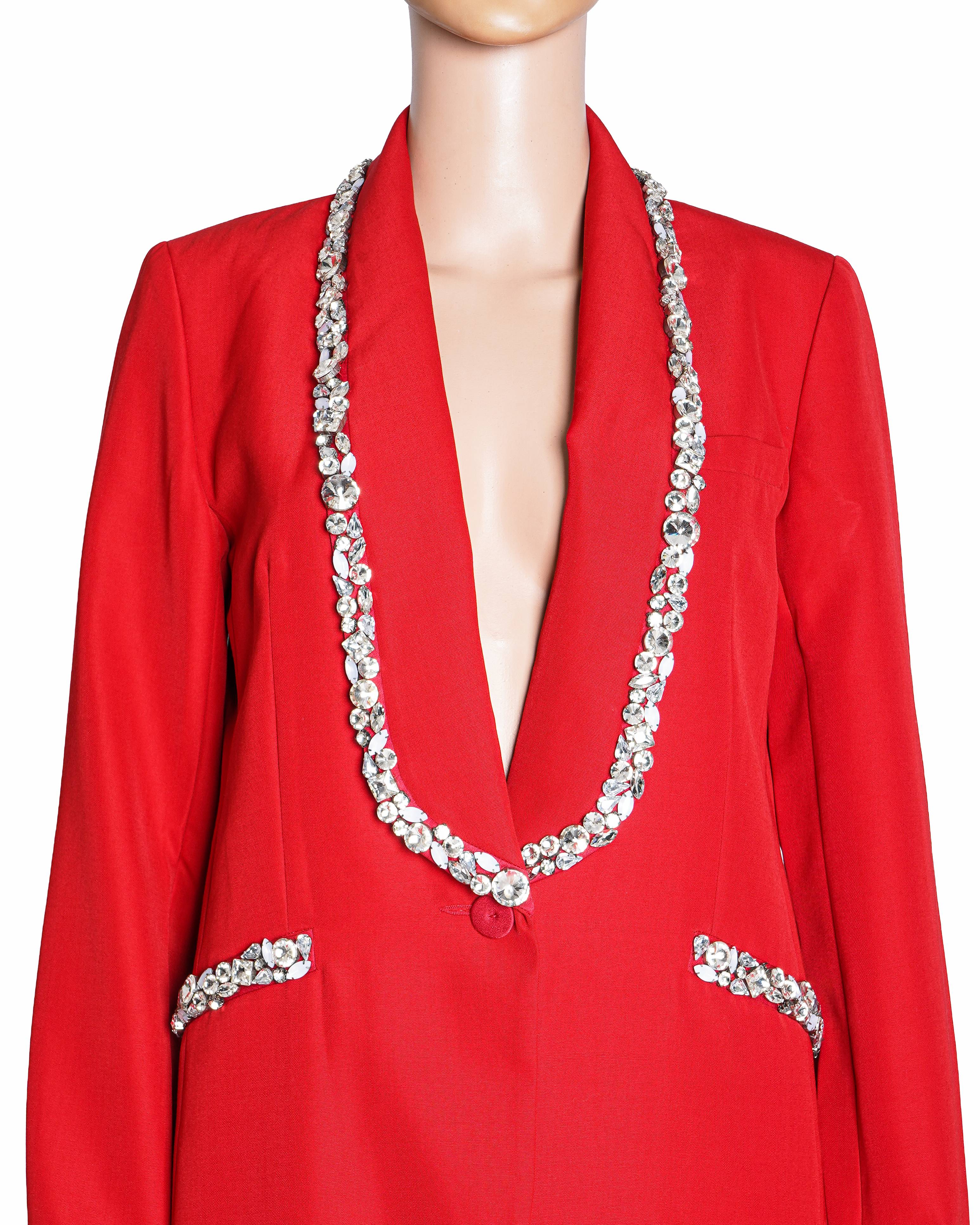 Tara Jarmon Crystal Embellished Suit Set In Red