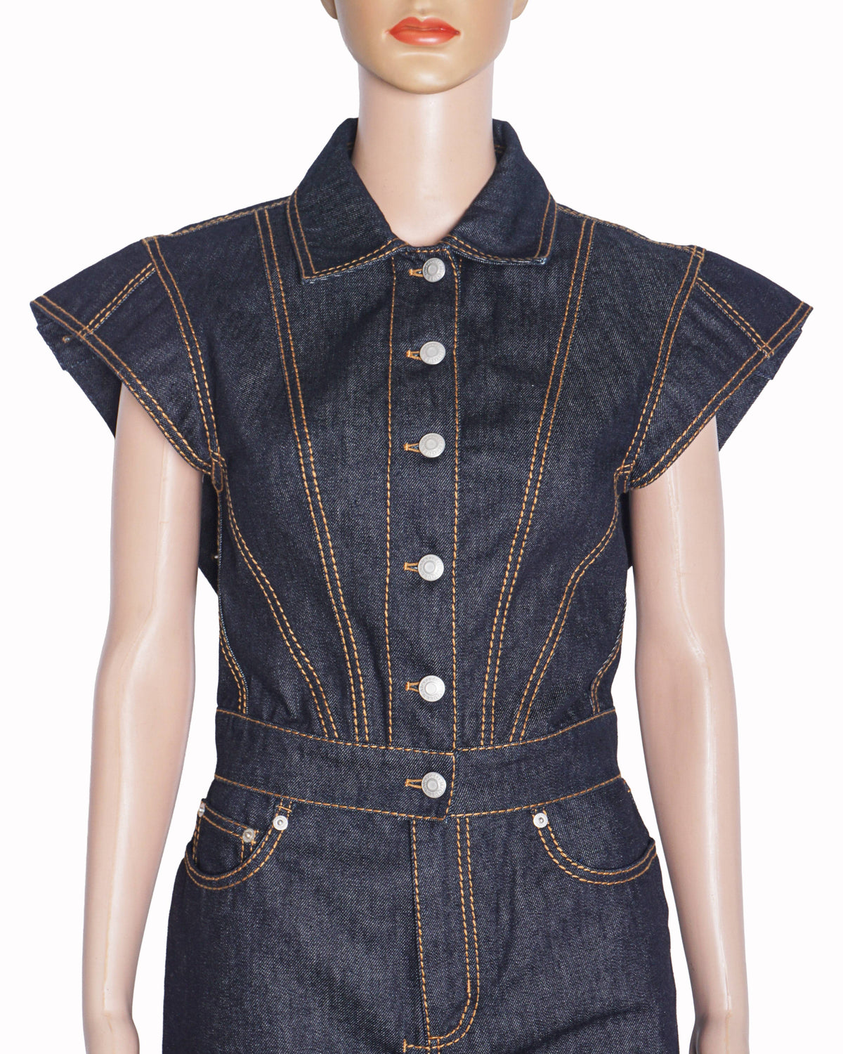 Alexander McQueen Short-Sleeve Denim Jacket
