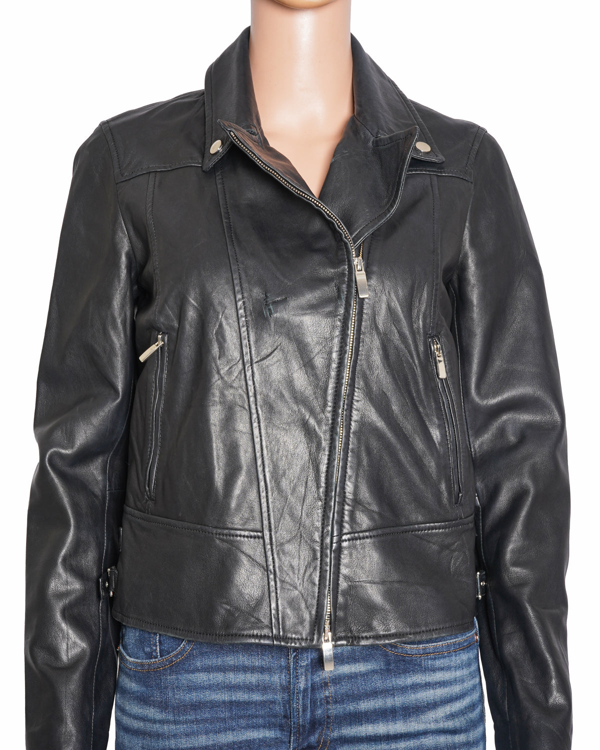 Massimo Dutti black leather jacket