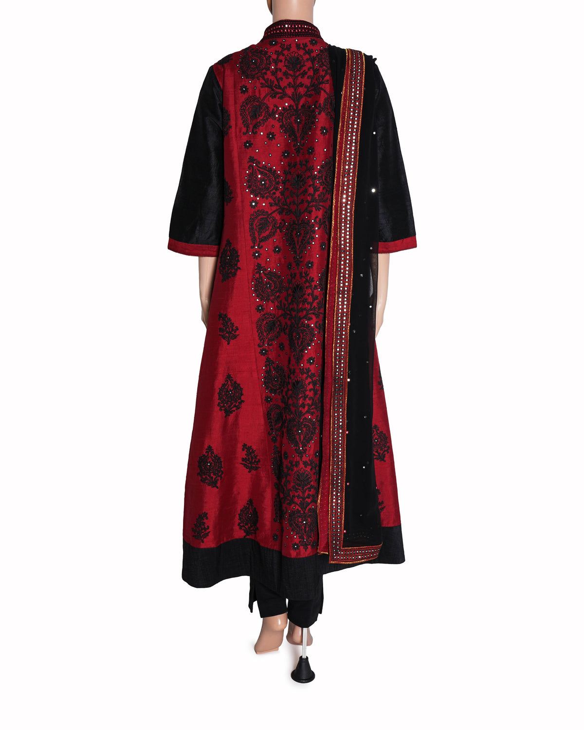 Ritu kumar Red & Black Embroidered Anarkali with Dupatta