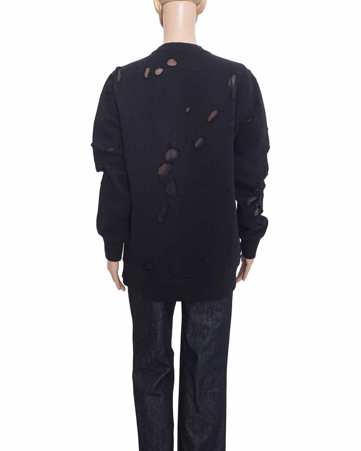 Givenchy Black Distressed Logo Crew Neck Sweatshirt