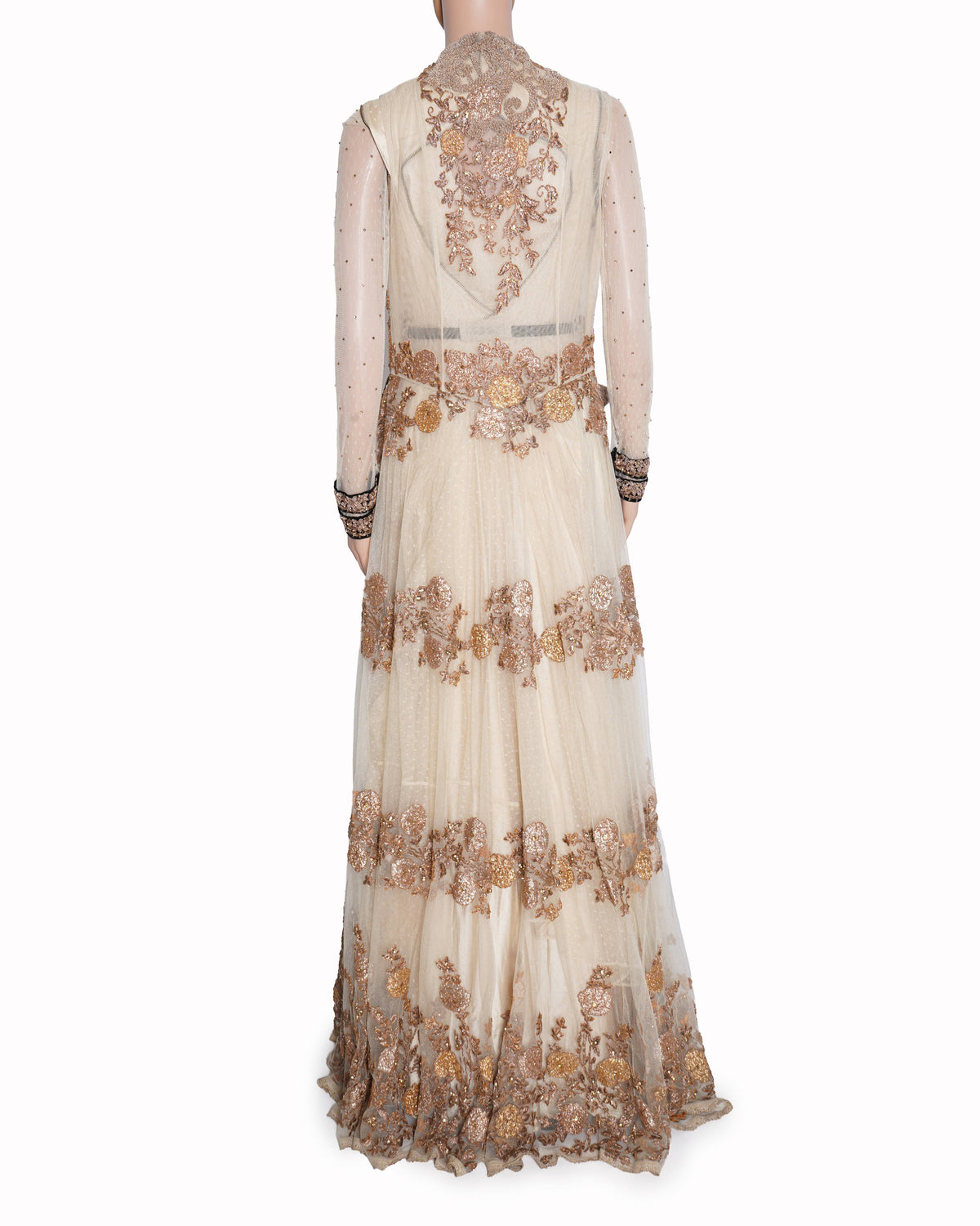 Dolly j embroidered beige gown set of 2