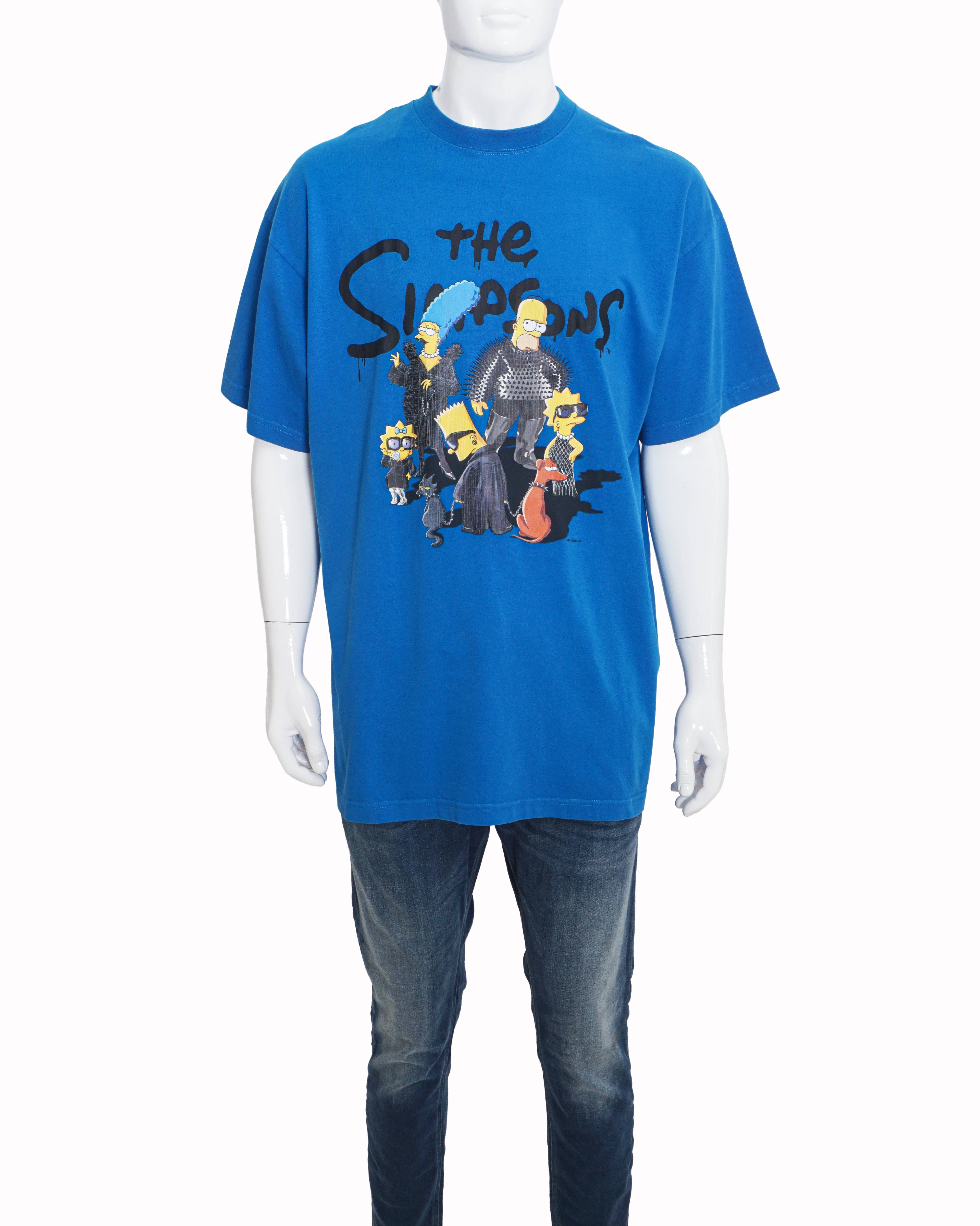 Balenciaga x The Simpsons Blue Oversized Unisex Graphic T-Shirt