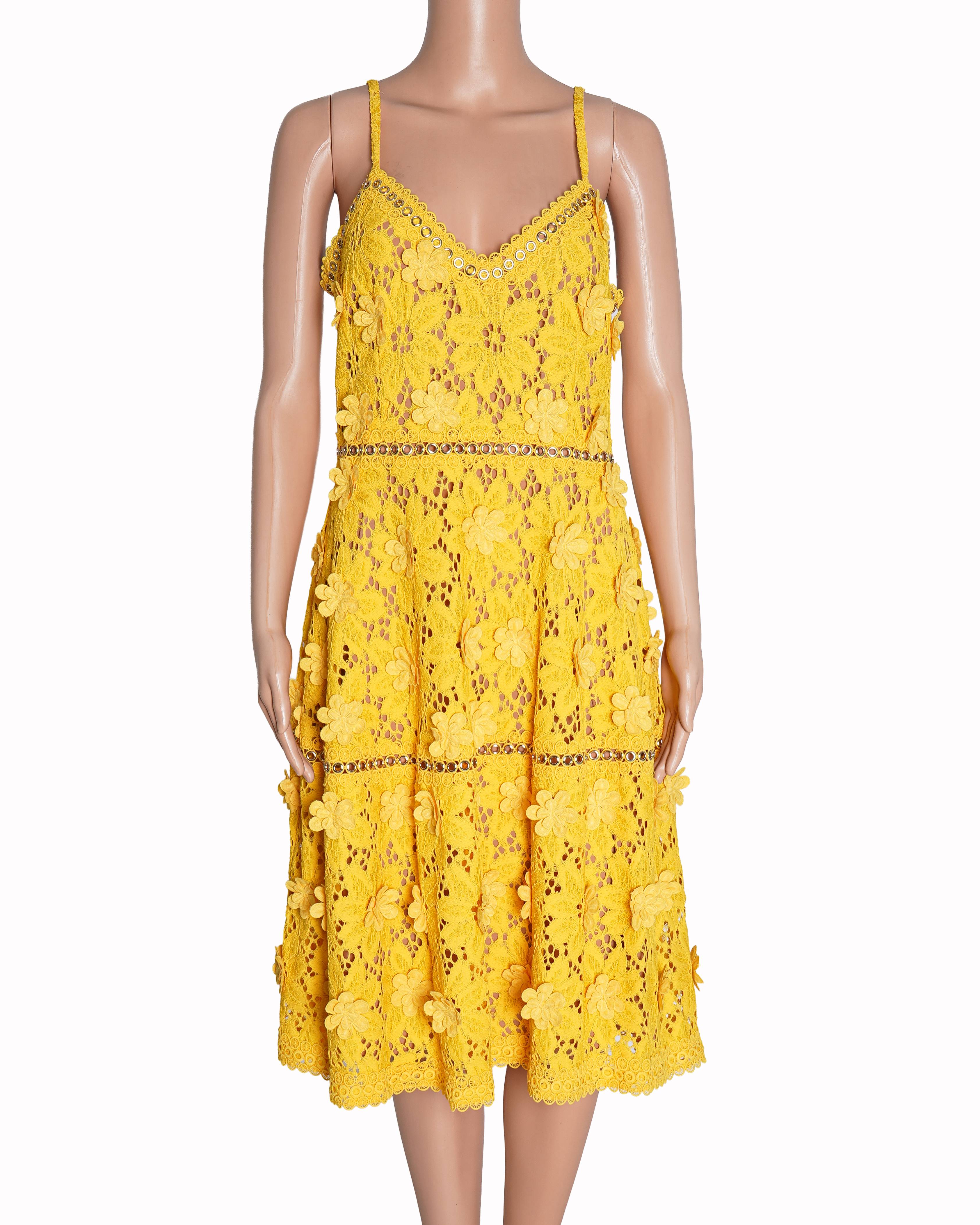 Michael Kors Lace Dress In Yellow