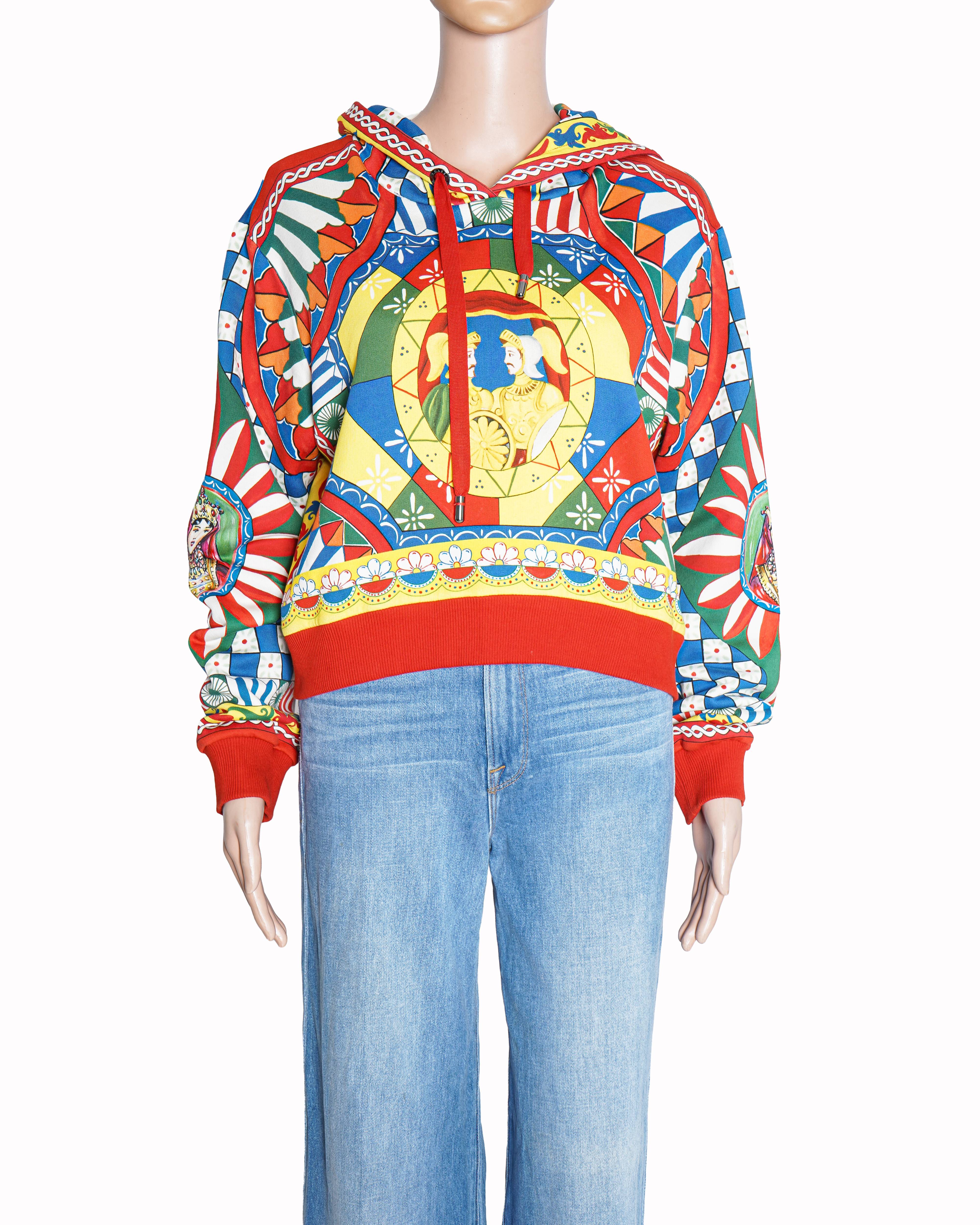 Dolce & Gabbana Carretto Print Cropped Hoodie