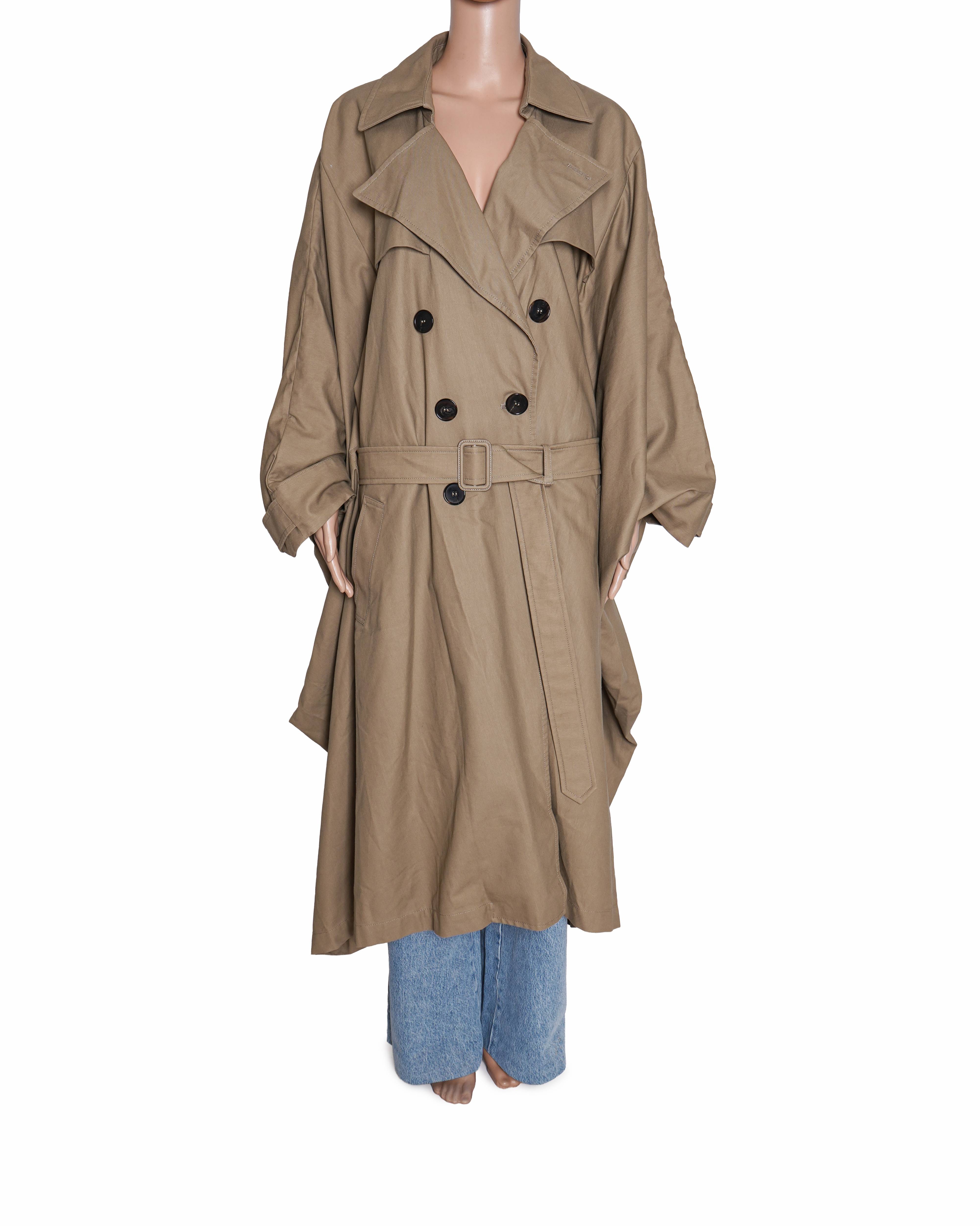 Saint Laurent Beige Oversized Double-Breasted Cotton Trench Coat