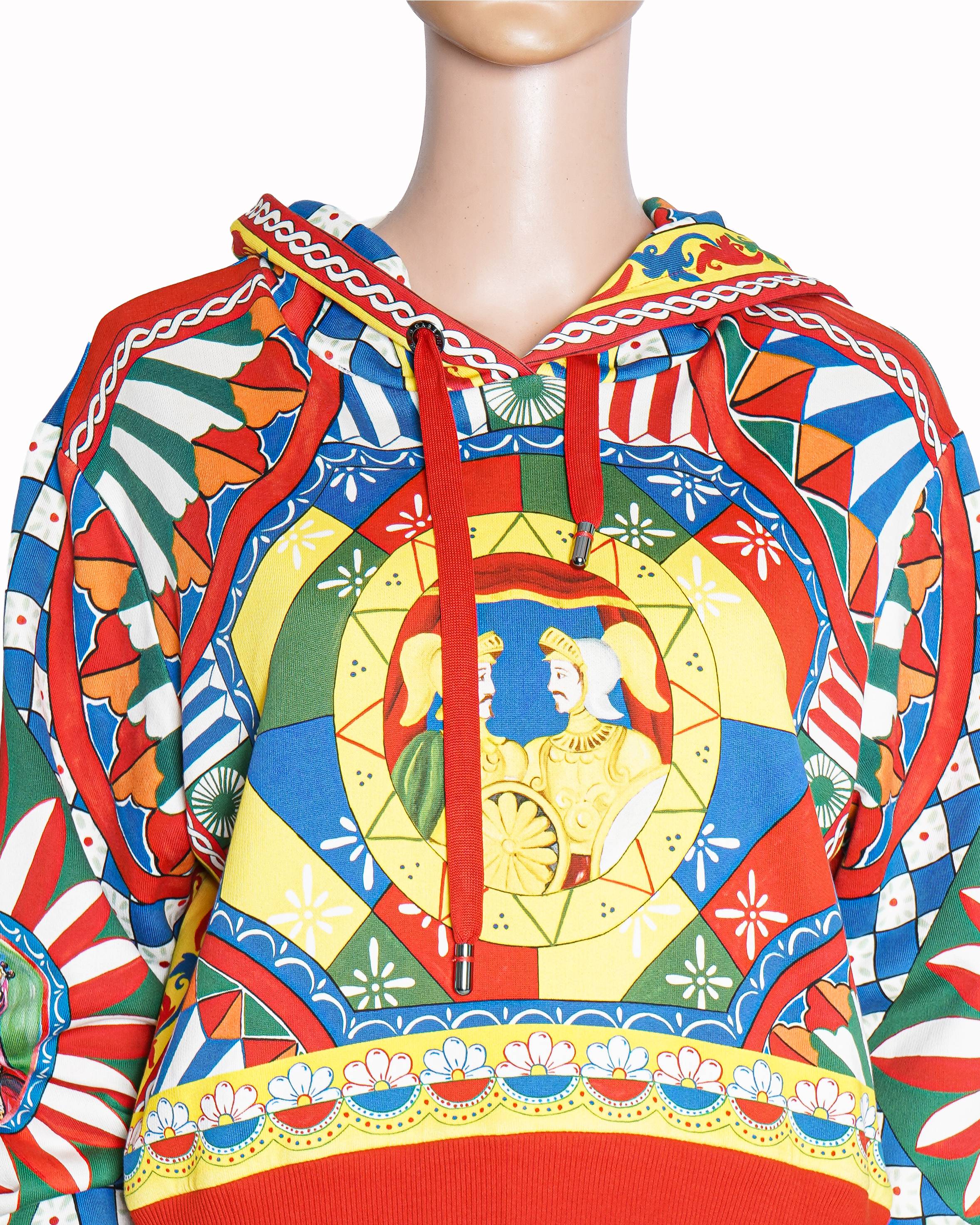 Dolce & Gabbana Carretto Print Cropped Hoodie