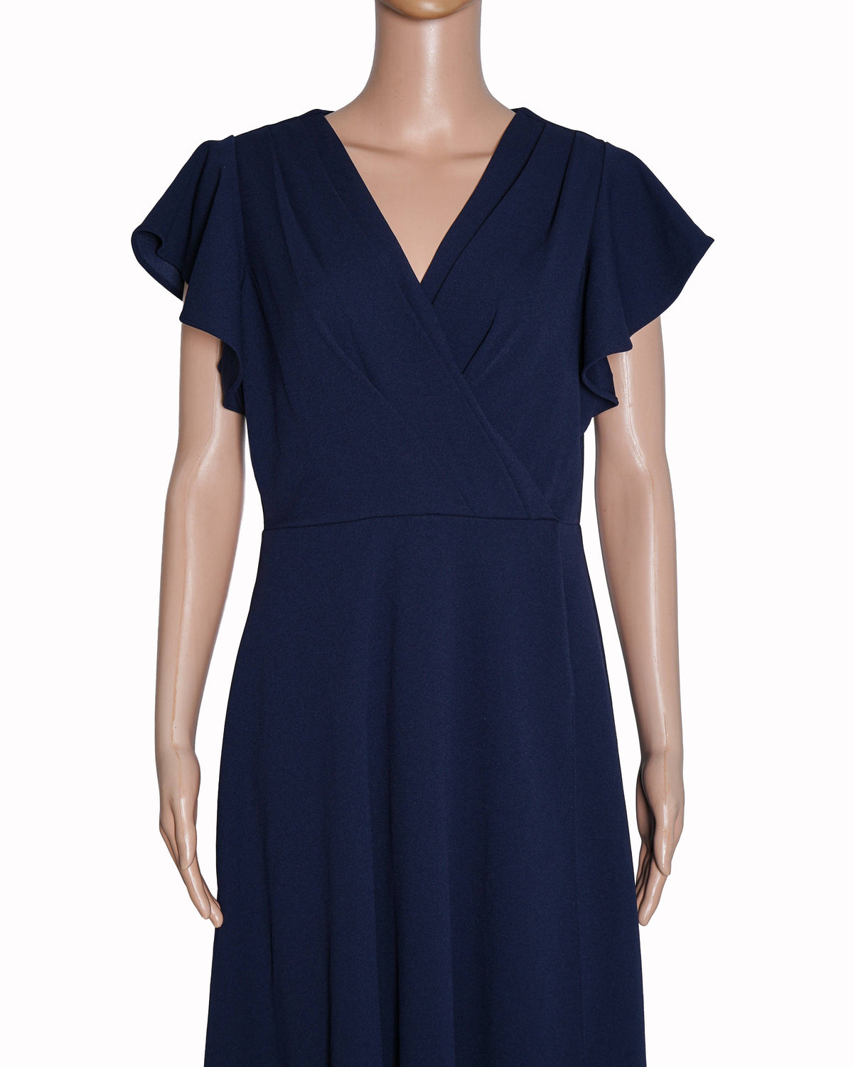 DKNY Navy Blue Flutter-Sleeve Midi Dress