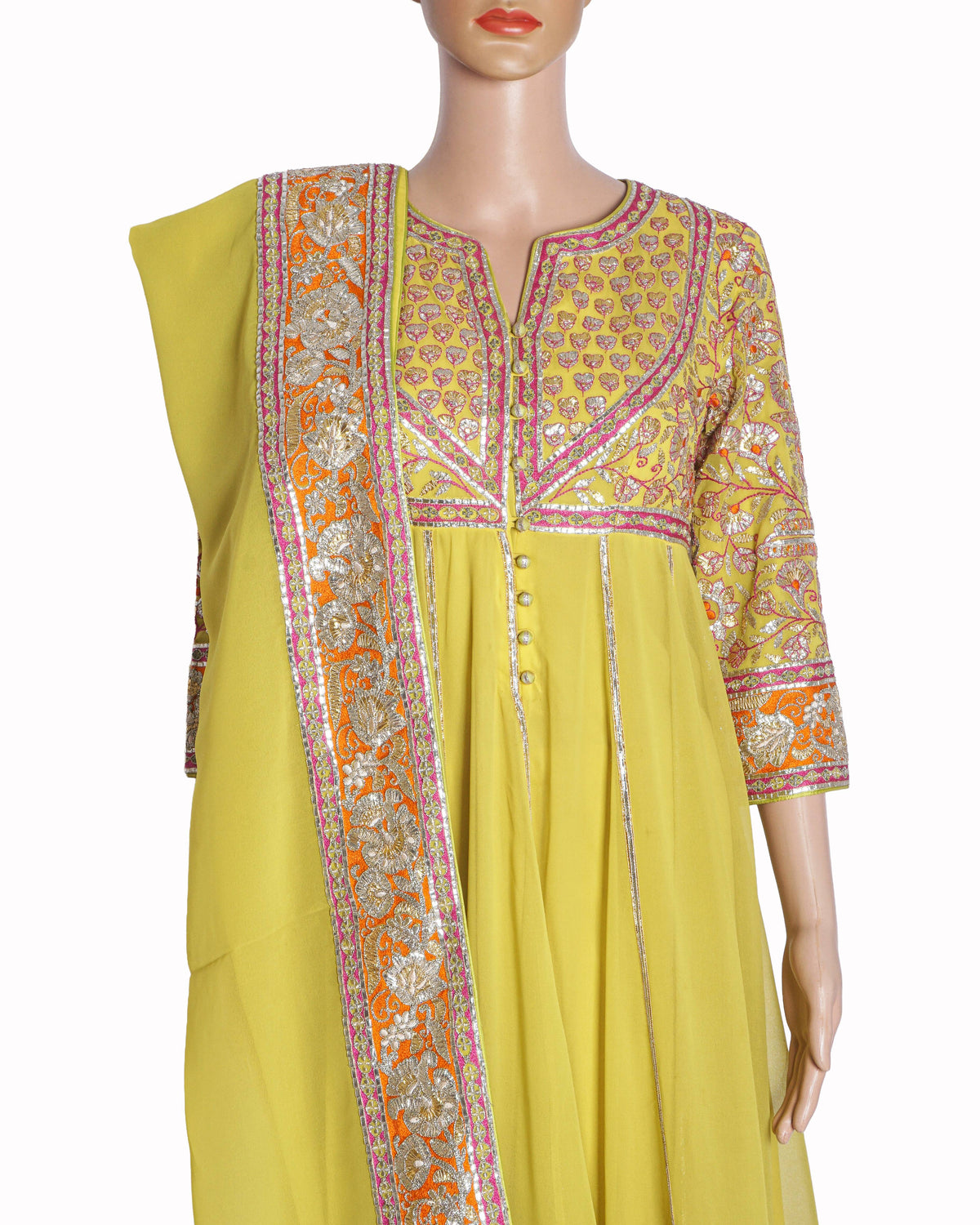 Asal by Abu Jani Sandeep Khosla Yellow Embroidered Anarkali Set