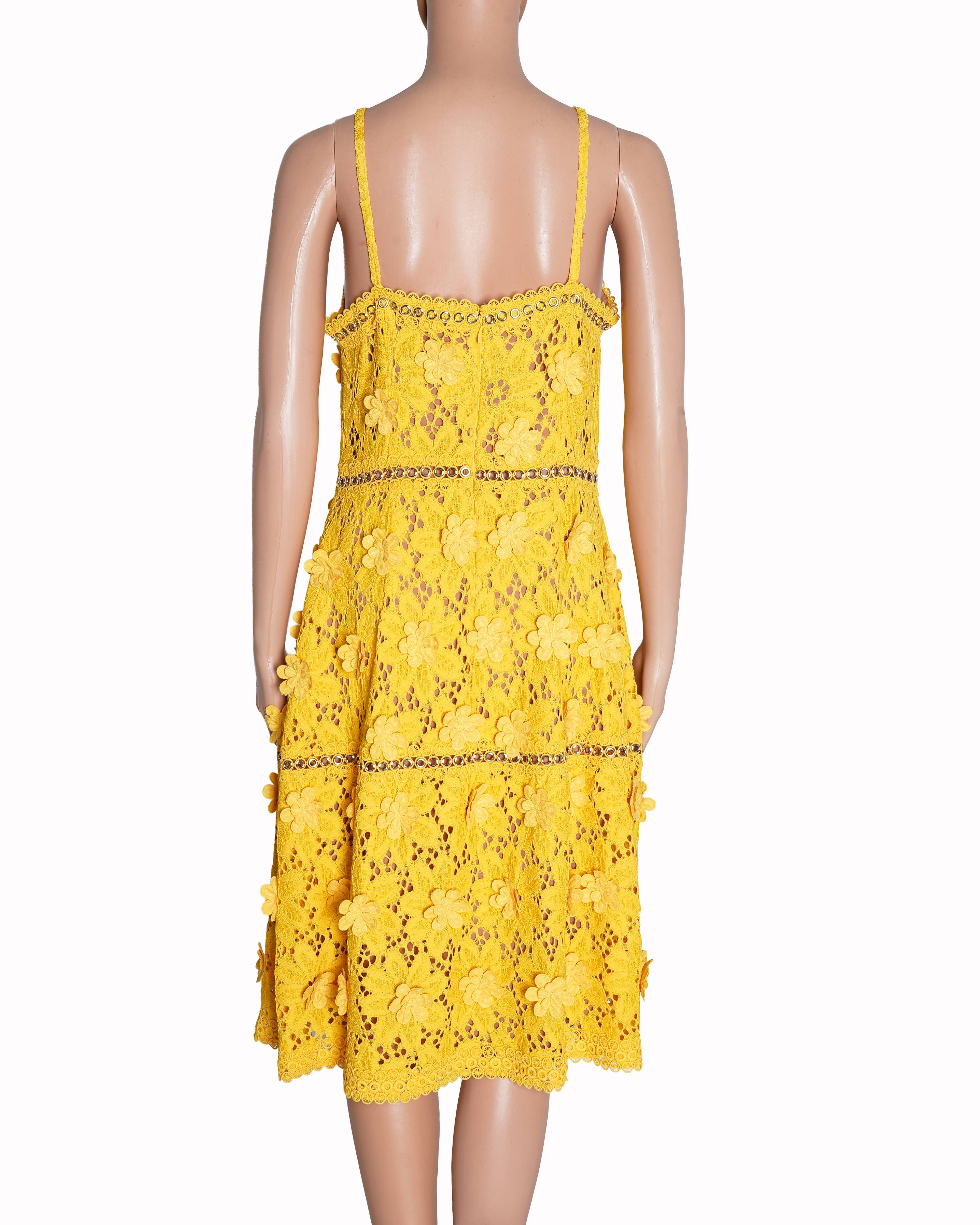 Michael Kors Lace Dress In Yellow