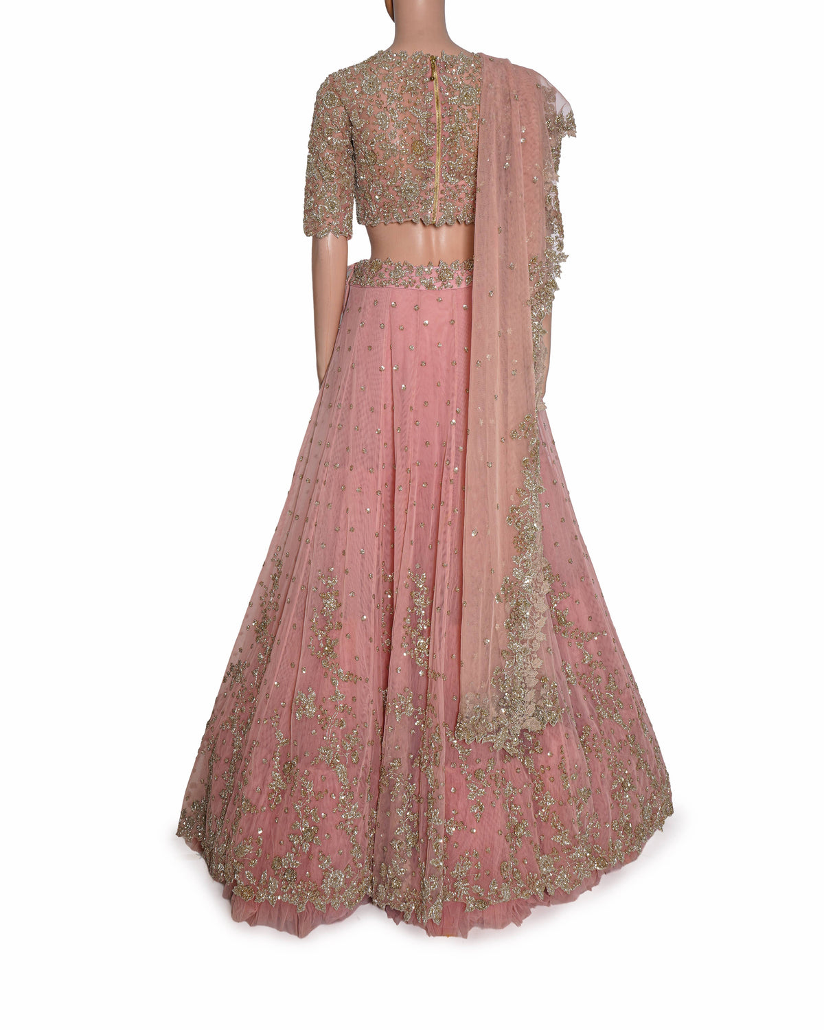 Anushree Reddy Pinky Floral Embroidered Lehenga Set WIth Cutdana Detailing