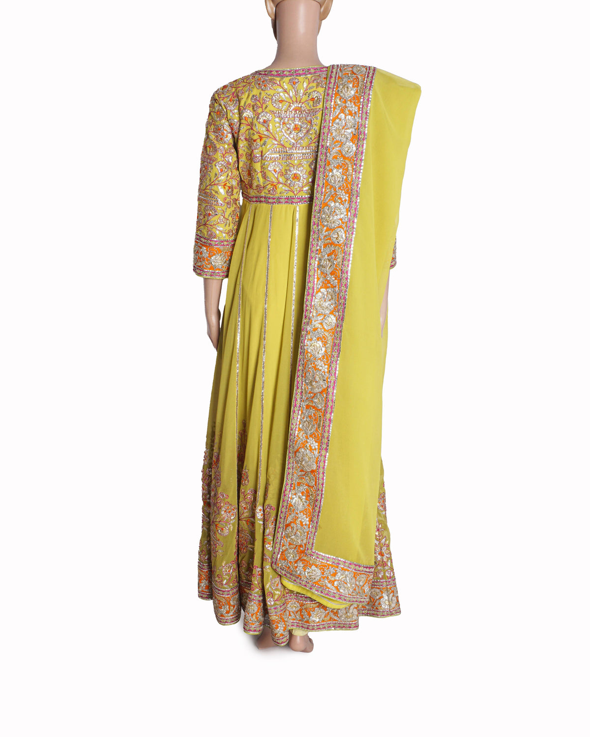 Asal by Abu Jani Sandeep Khosla Yellow Embroidered Anarkali Set