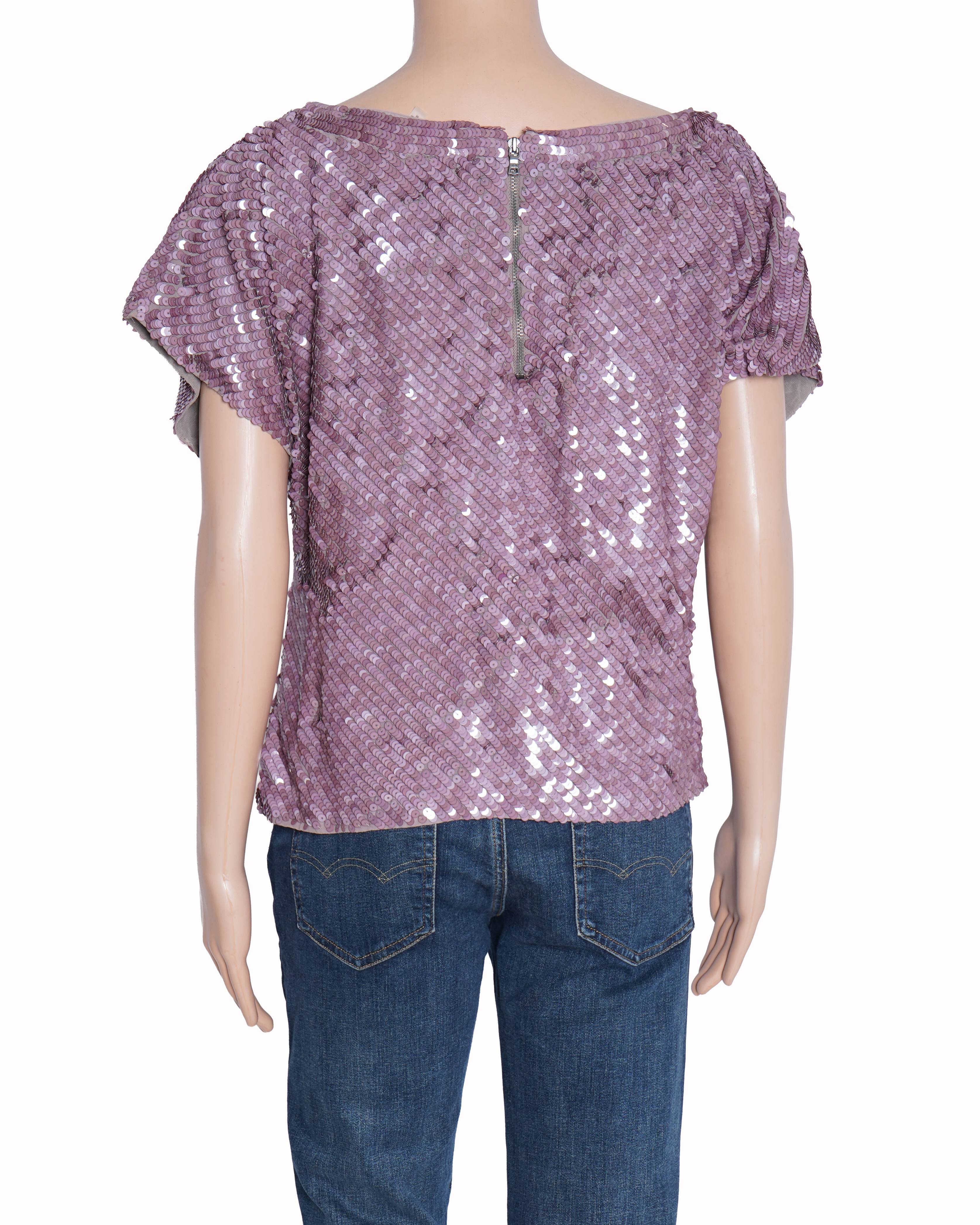 Alice & olivia dusty pink sequin top