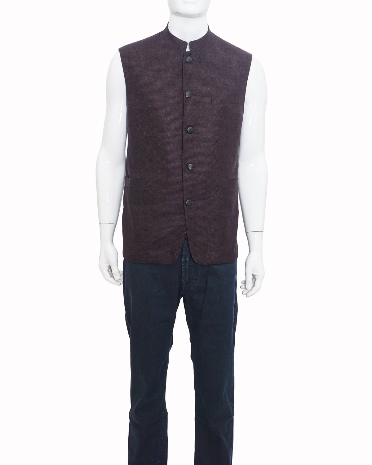 Corneliani Men's Dark Plum Micro-Weave Summer Bundi Jacket