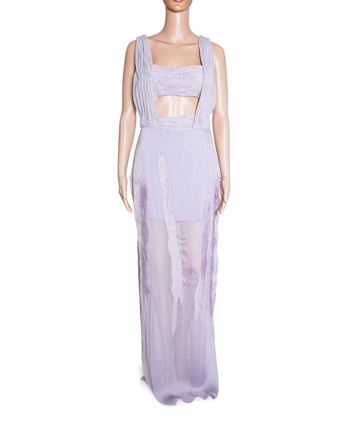 Versace Silk Cut-Out Maxi Dress In Lavender