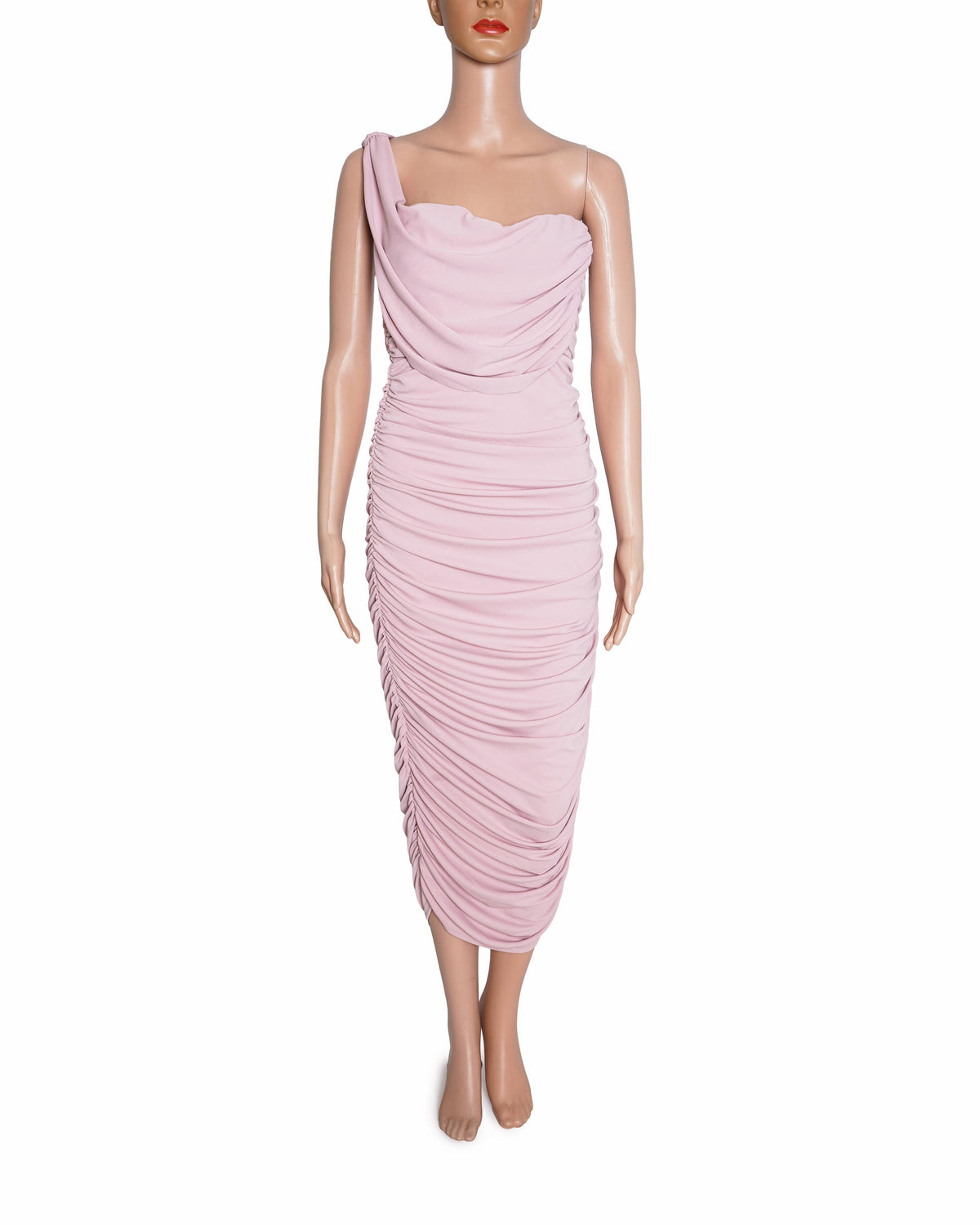Michael Costello x Revolve One SHoulder Ruched Pink Dress