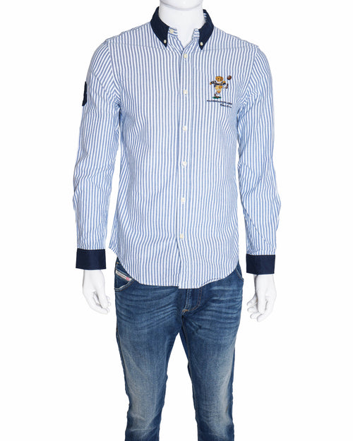 Polo Ralph Lauren Blue Striped Polo Bear Shirt