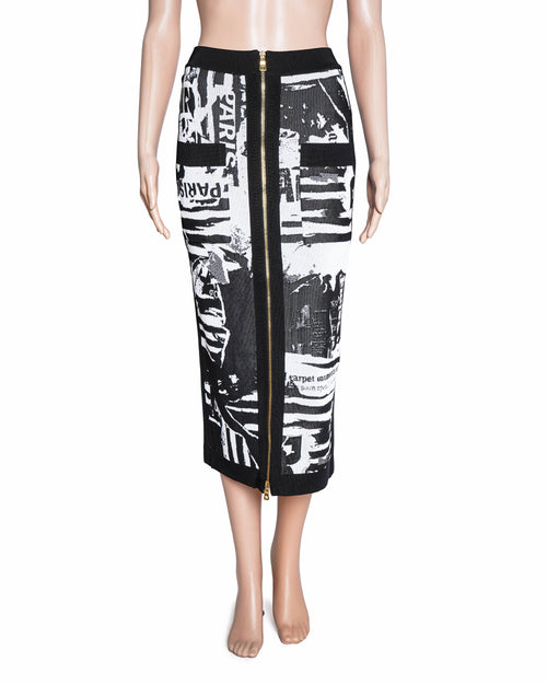 Balmain Graffiti Pencil Skirt
