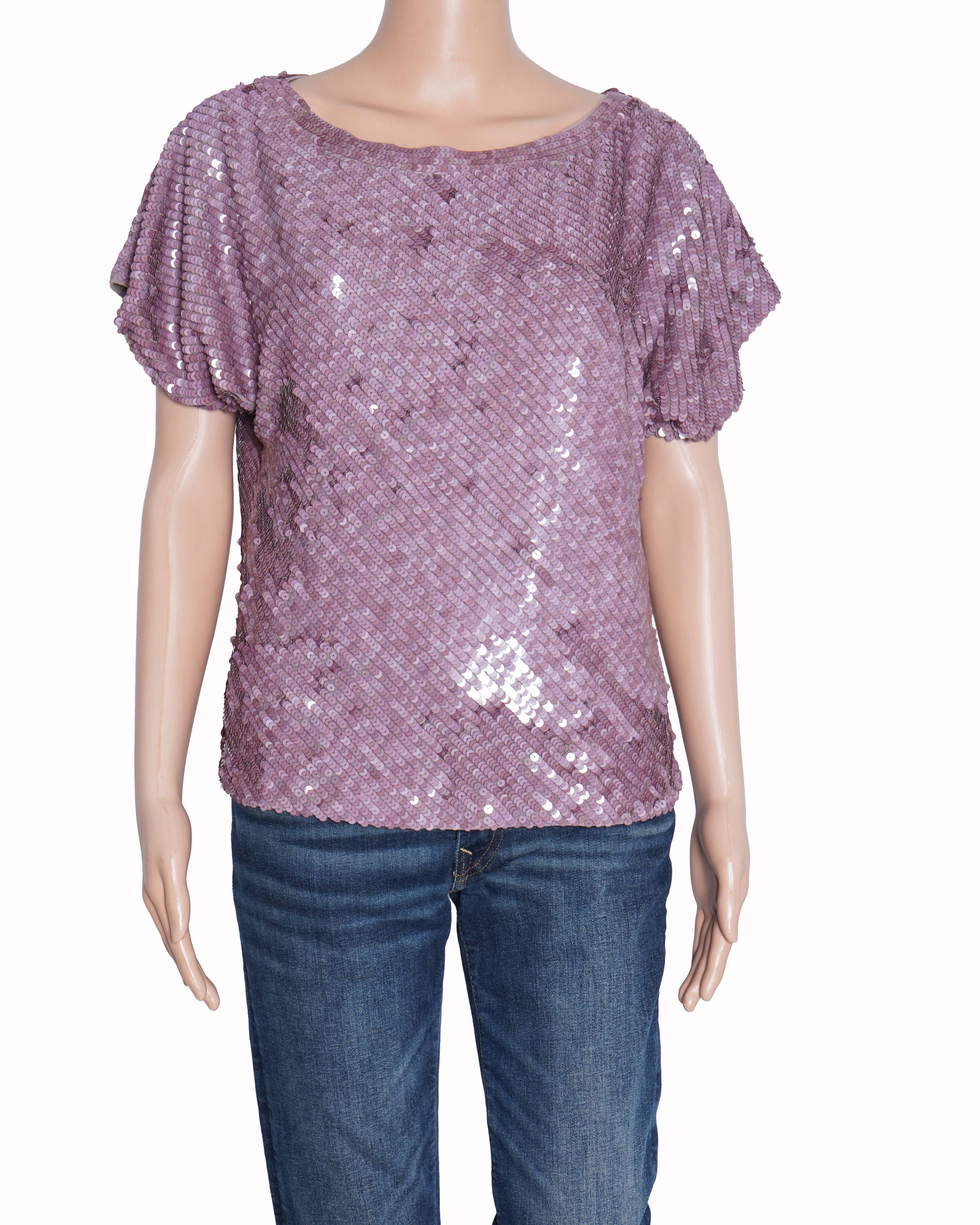 Alice & olivia dusty pink sequin top