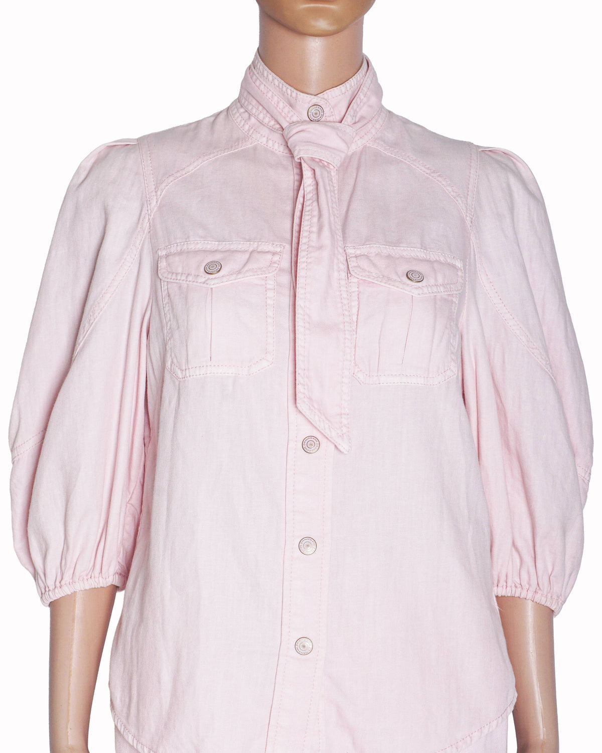 Zimmermann Pastel Pink Denim Blouse & Wide-Leg Cropped Jeans Set