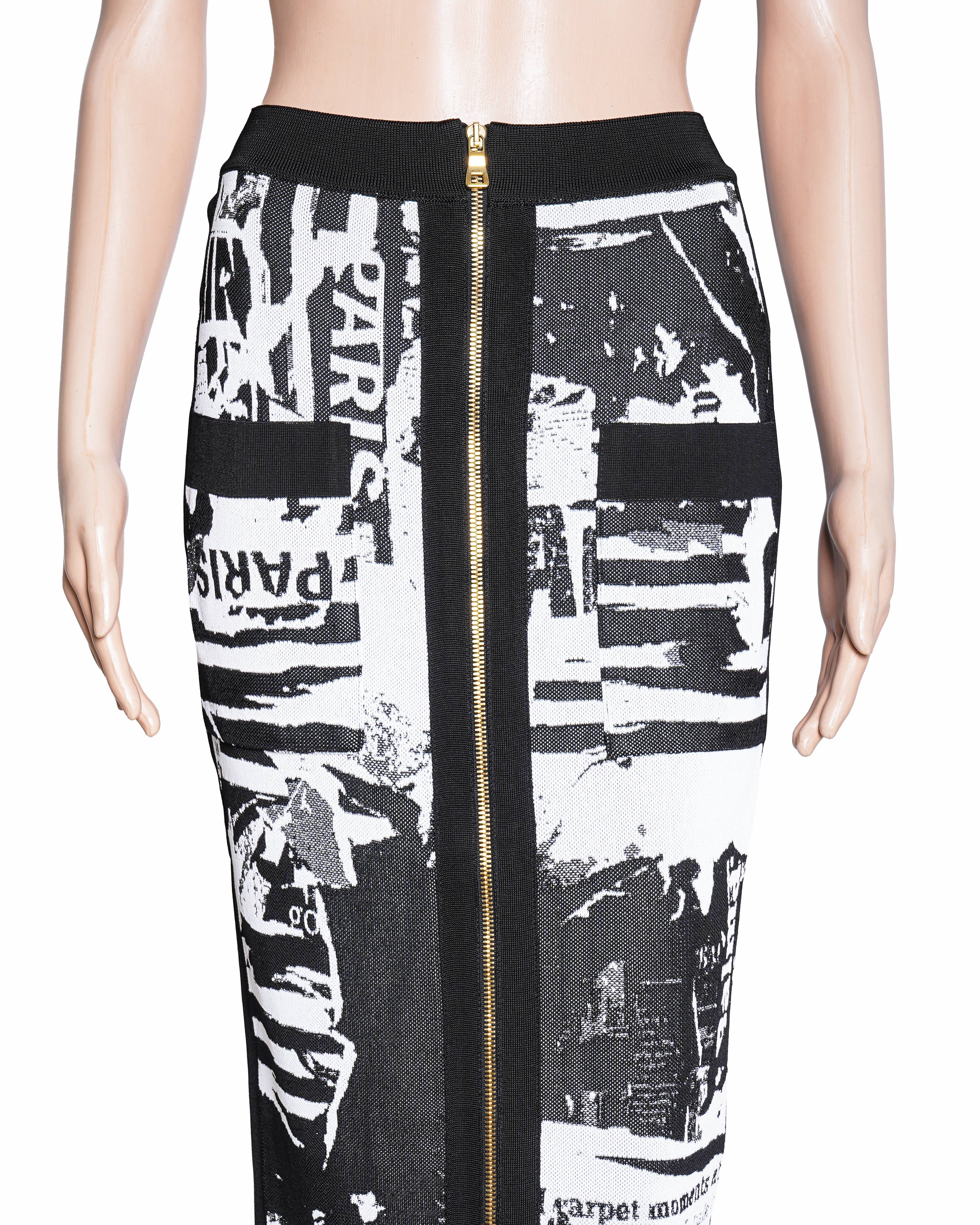 Balmain Graffiti Pencil Skirt