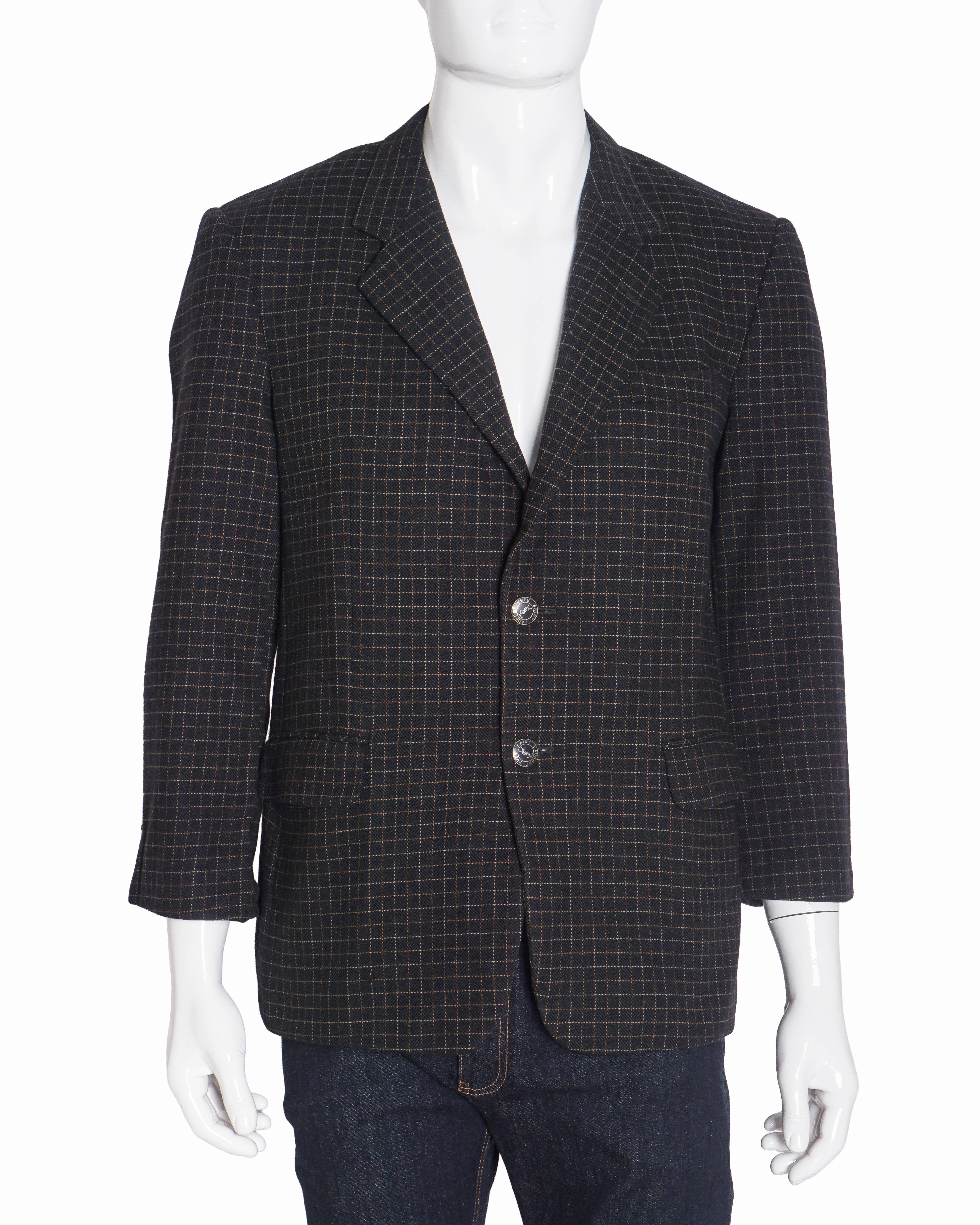 Yves Saint Laurent Vintage Plaid Wool Men's Blazer