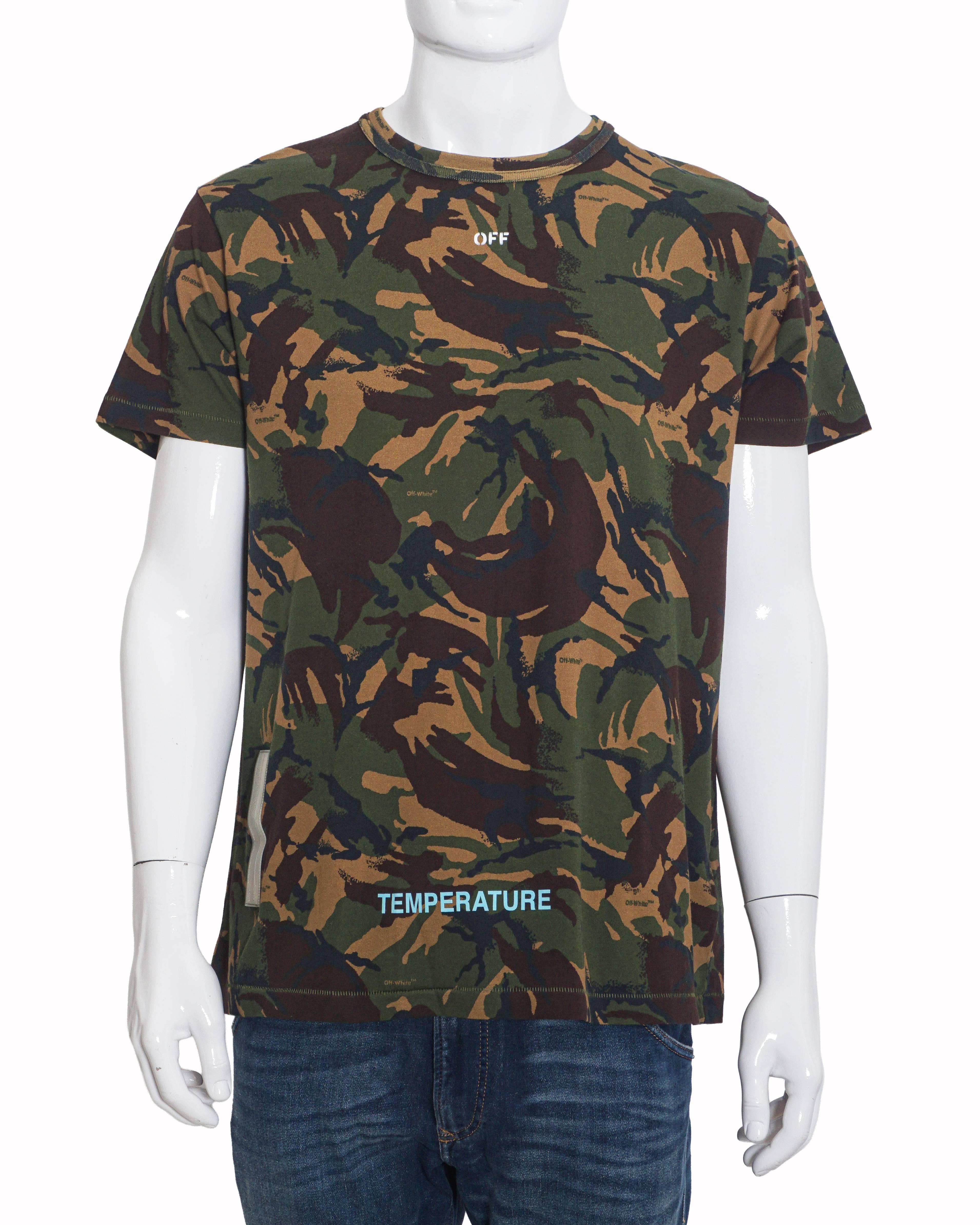Off-White Men's Camouflage Cotton Crewneck T-Shirt