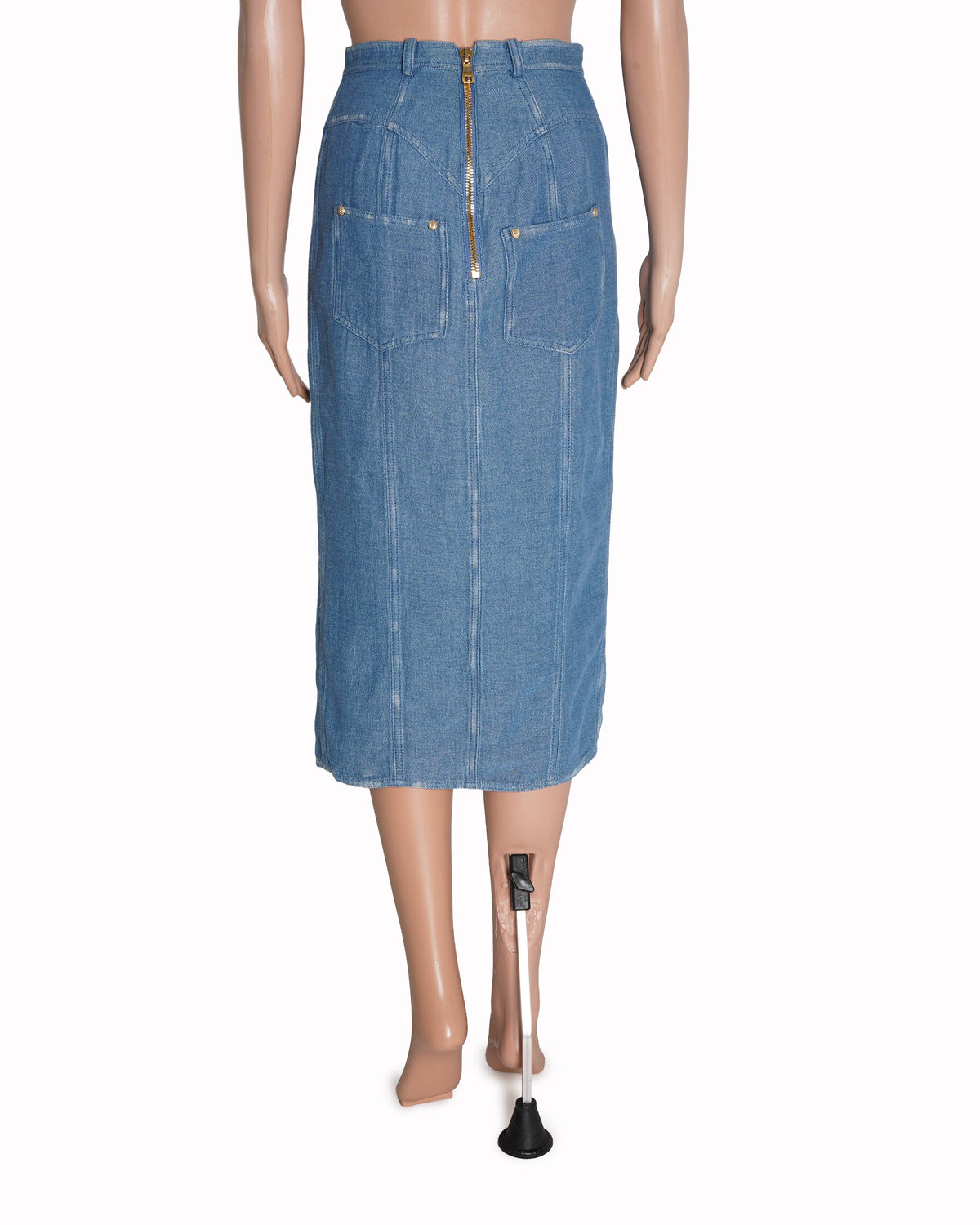 Balmain Denim Button-Down Skirt