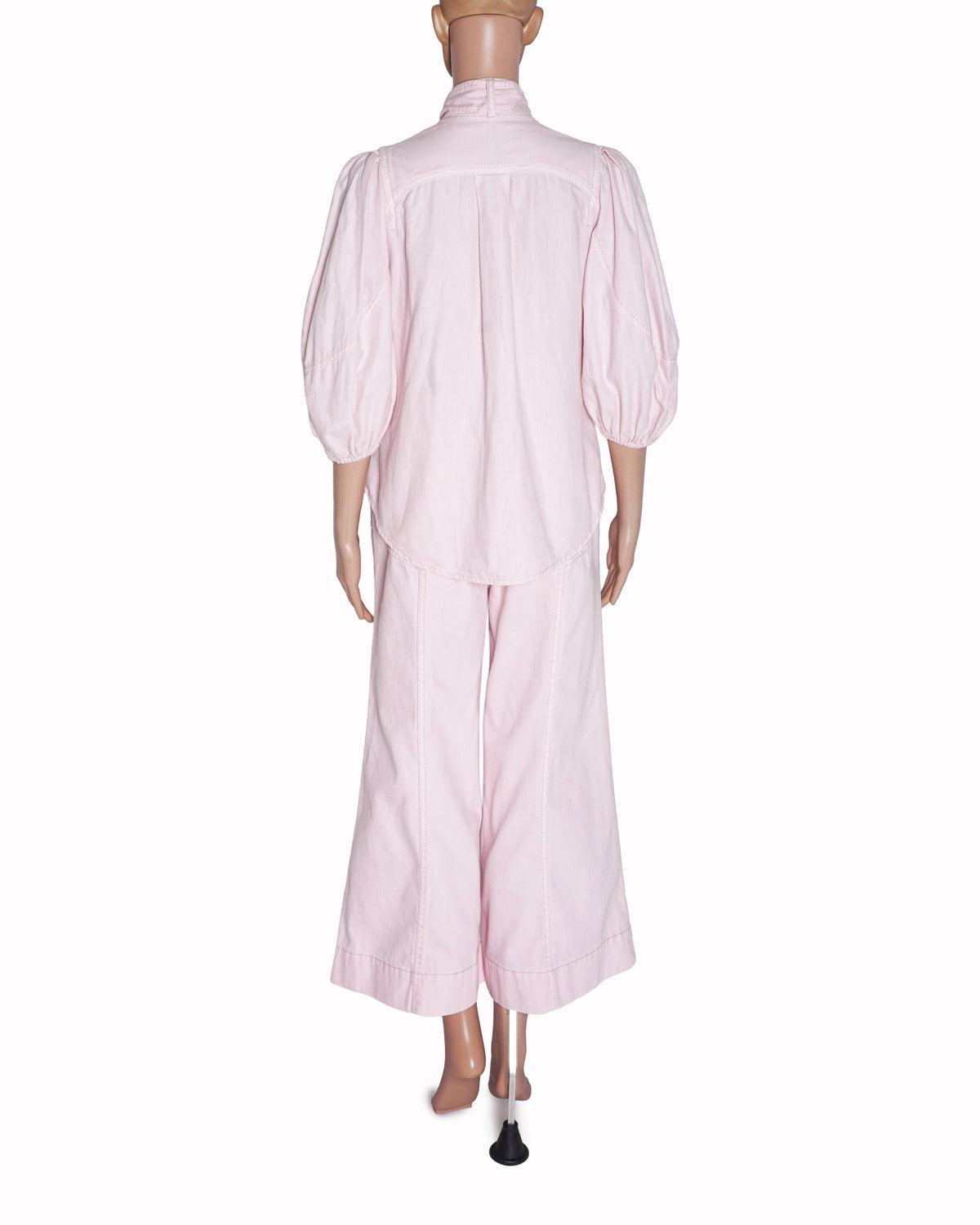 Zimmermann Pastel Pink Denim Blouse & Wide-Leg Cropped Jeans Set