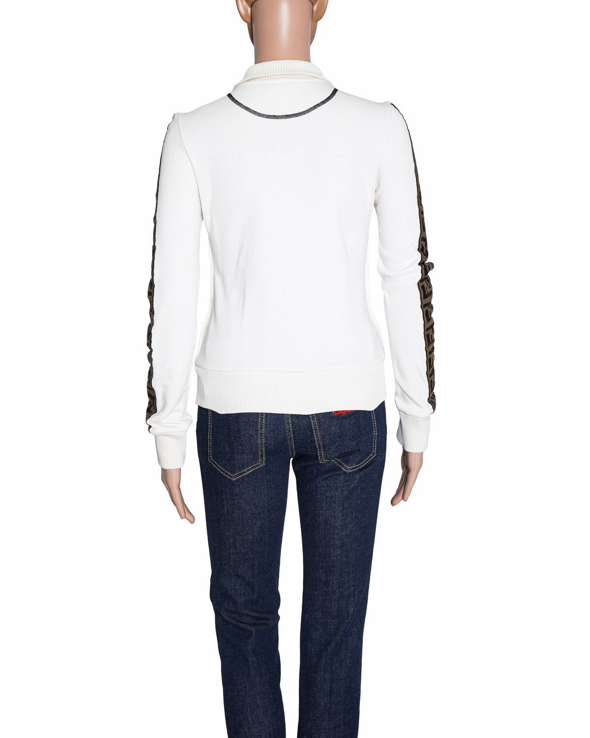 Fendi White FF Applique Jersey Zip Up Jacket