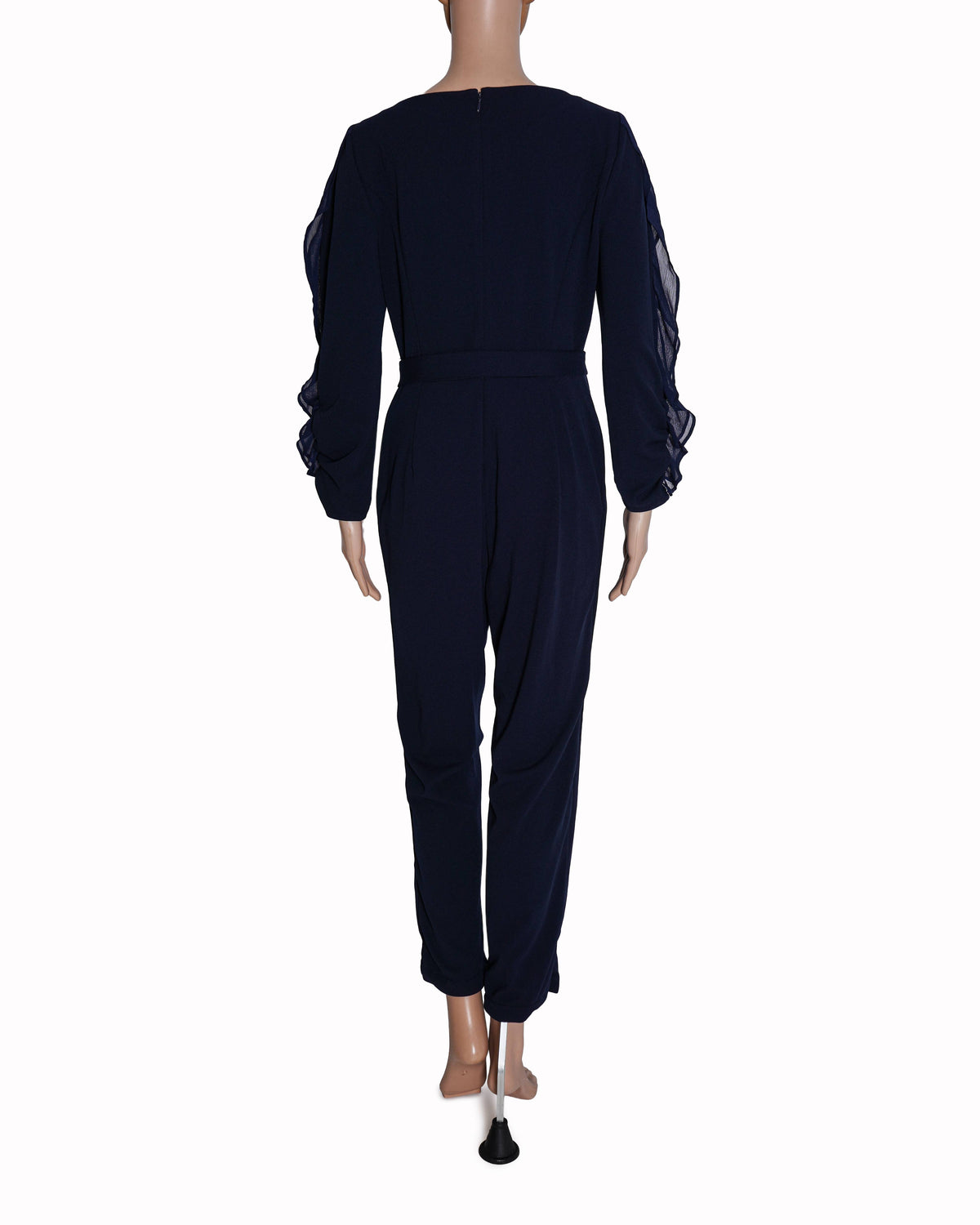 DKNY Navy Blue Ruffle-Sleeve Jumpsuit