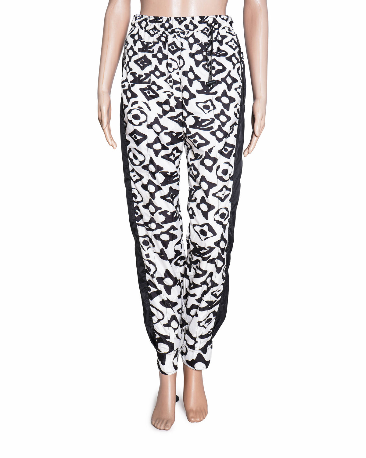 Louis Vuitton X URS Fischer Black/White Monogram Print Synthetic Joggers