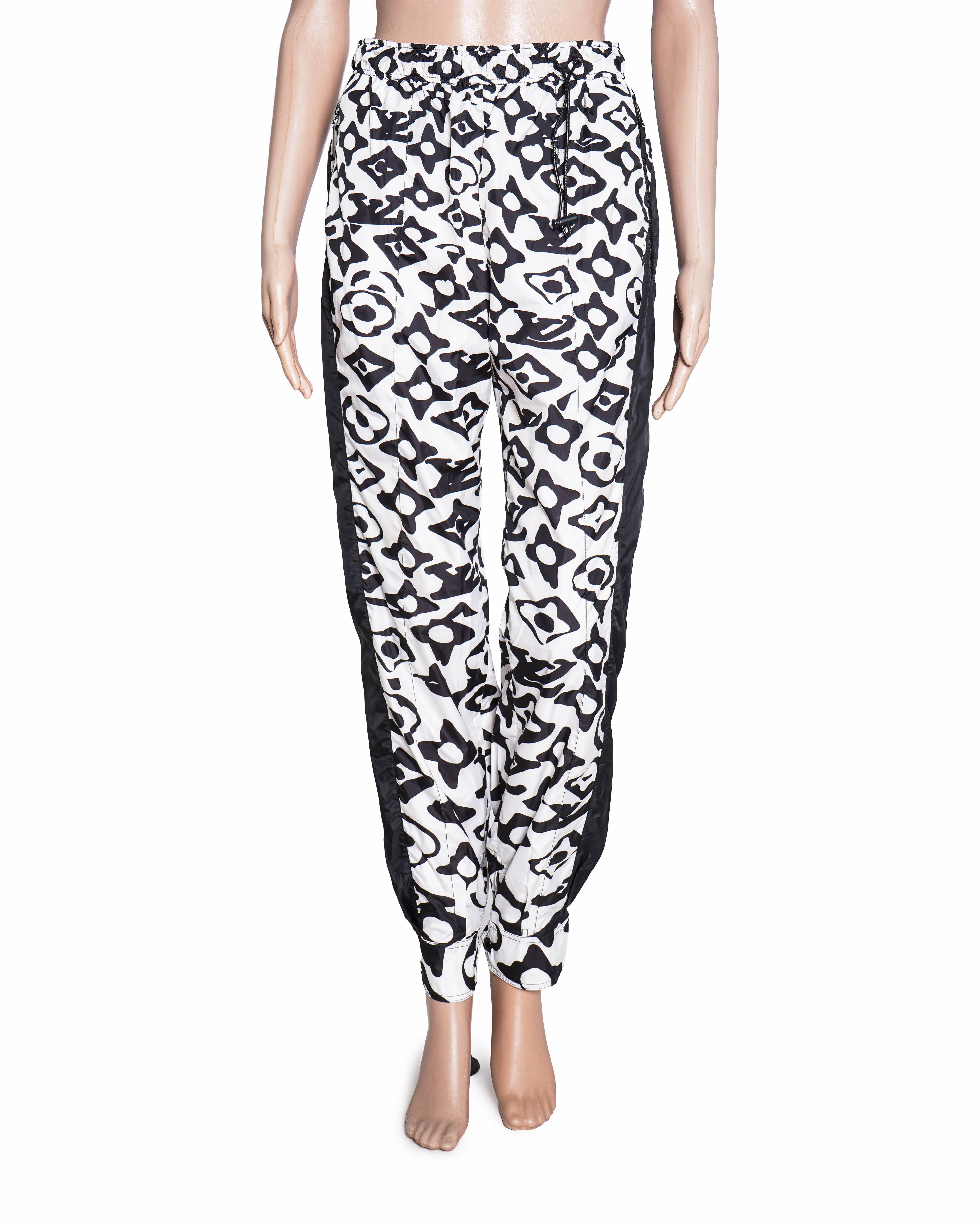 Louis Vuitton X URS Fischer Black/White Monogram Print Synthetic Joggers