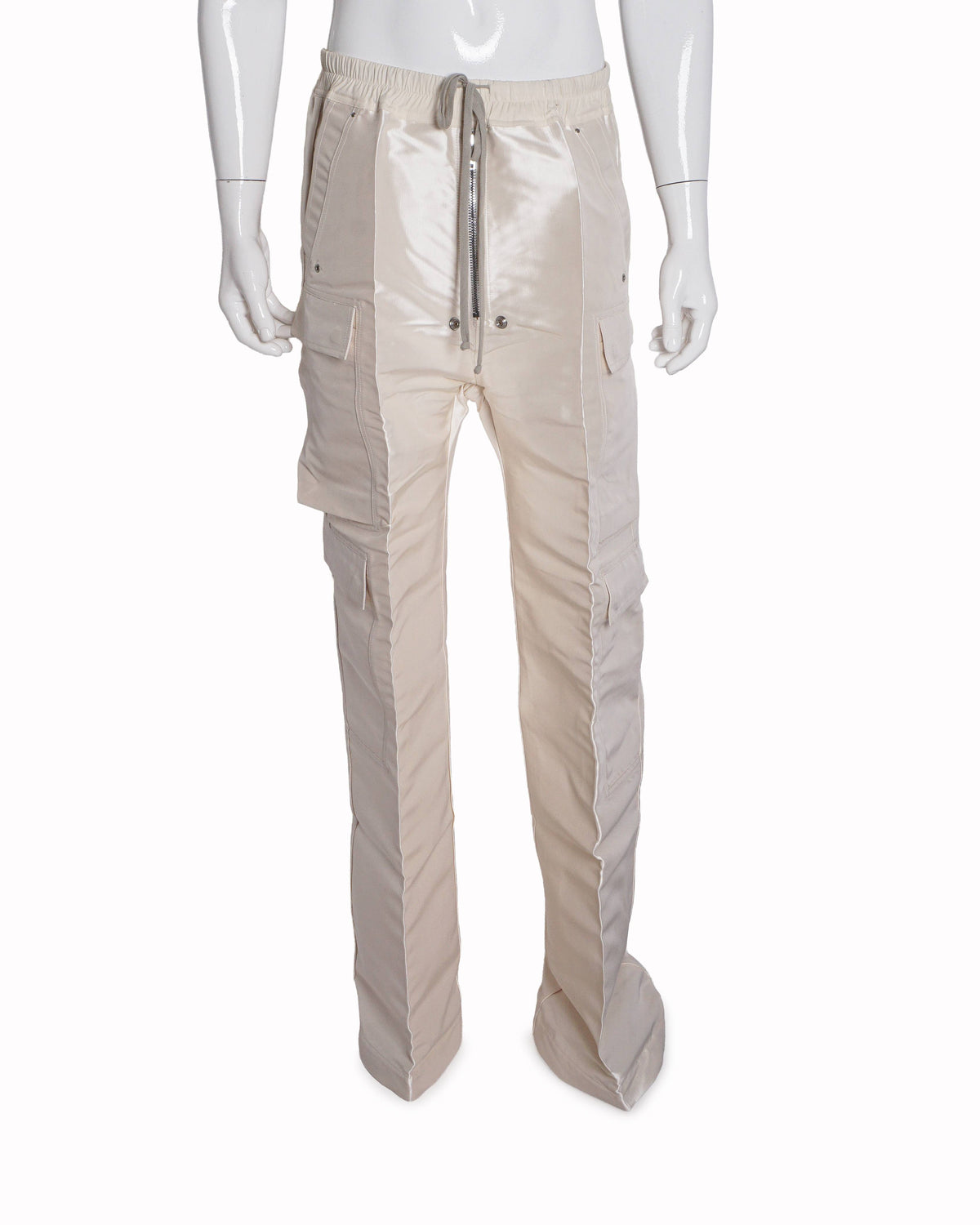 Rick Owens Men's White Wide Leg Cargo Trousers