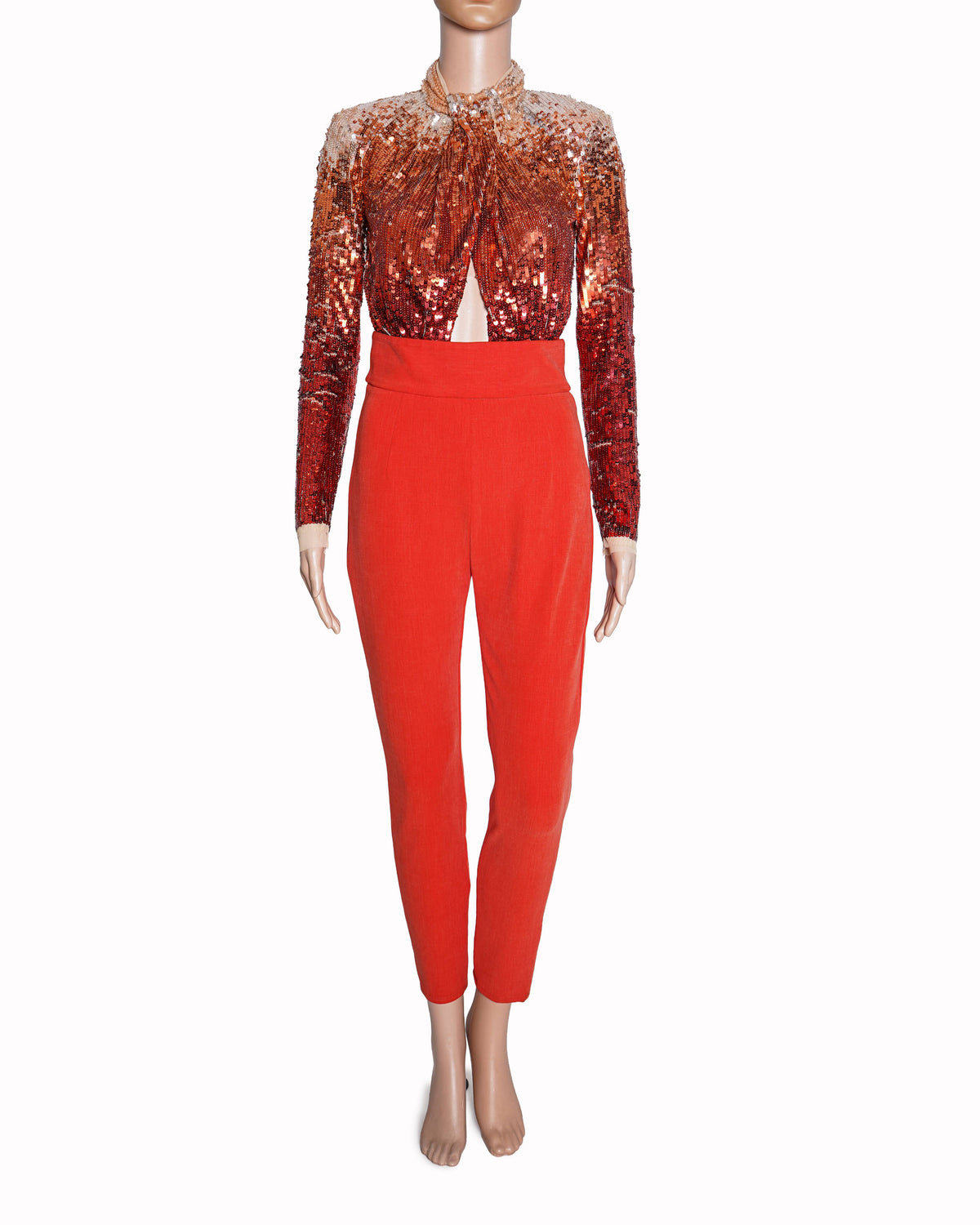 Elisabetta Franchi Sequins Detachable Jumpsuit In Orange