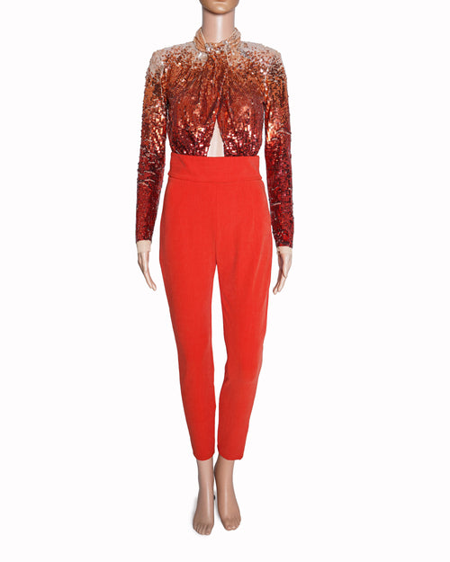 Elisabetta Franchi Sequins Detachable Jumpsuit In Orange