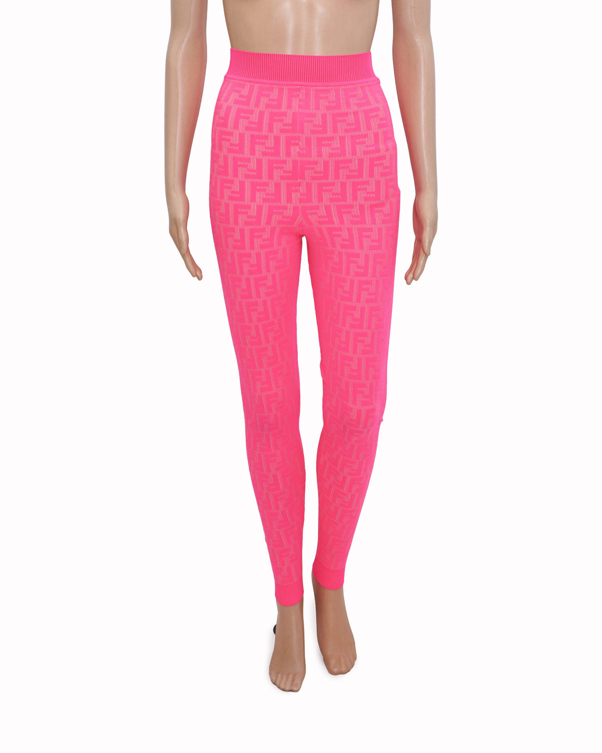Fendi x Nicki Minaj Hot Pink All-Over FF Monogram Knit Leggings
