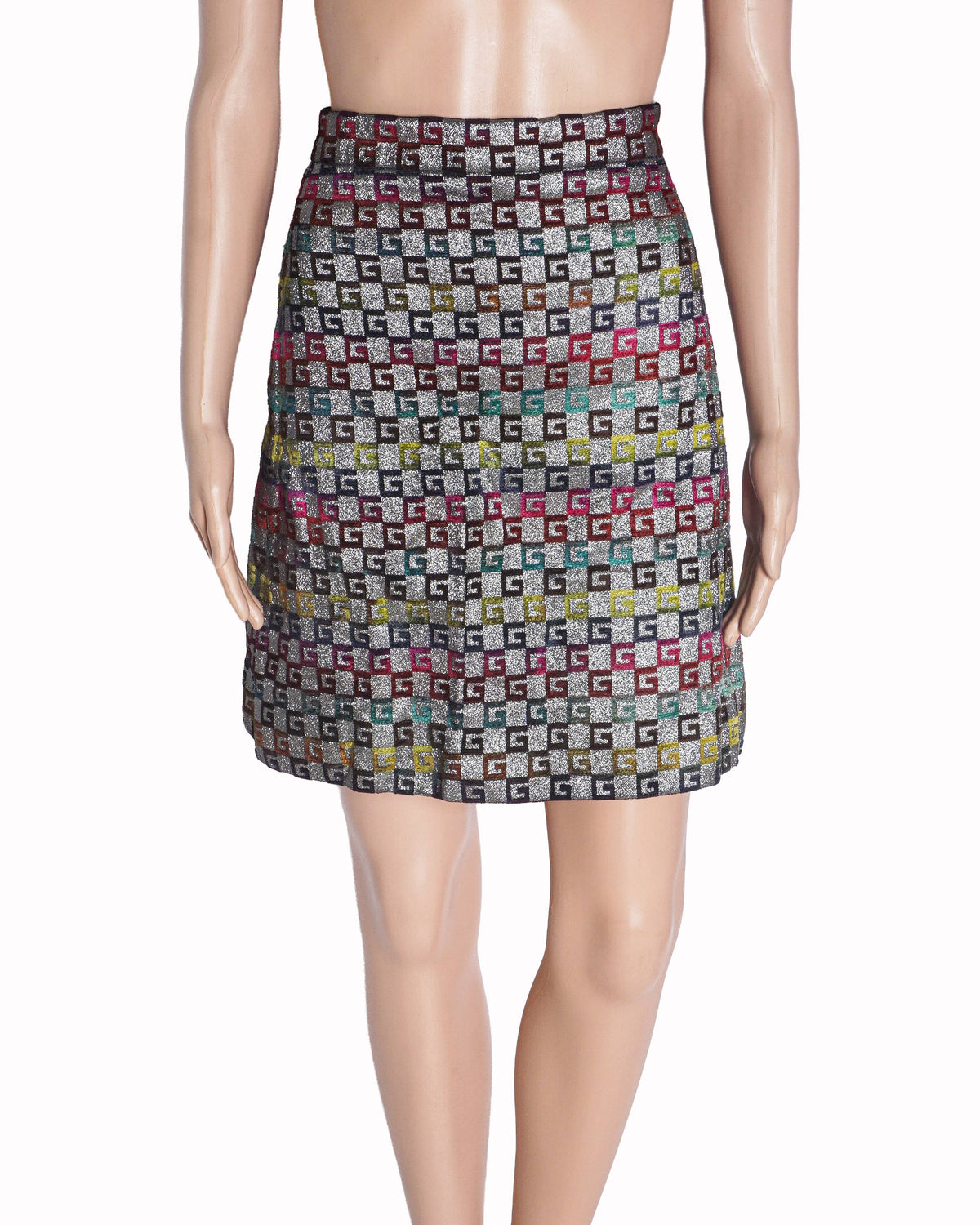 Gucci Metallic Multicolor Square G Jacquard Skirt