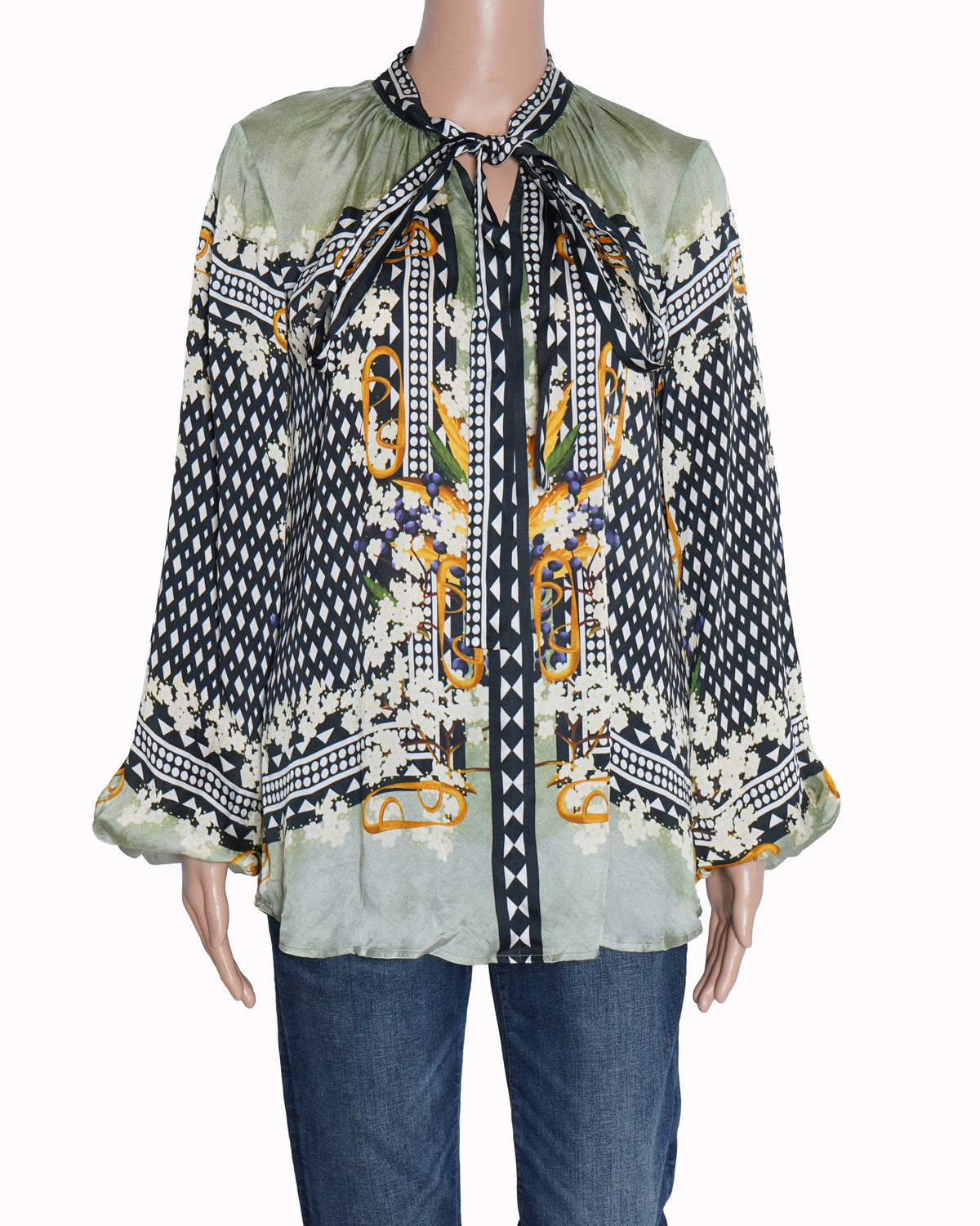 Falguni Shane Peacock sage green printed shirt