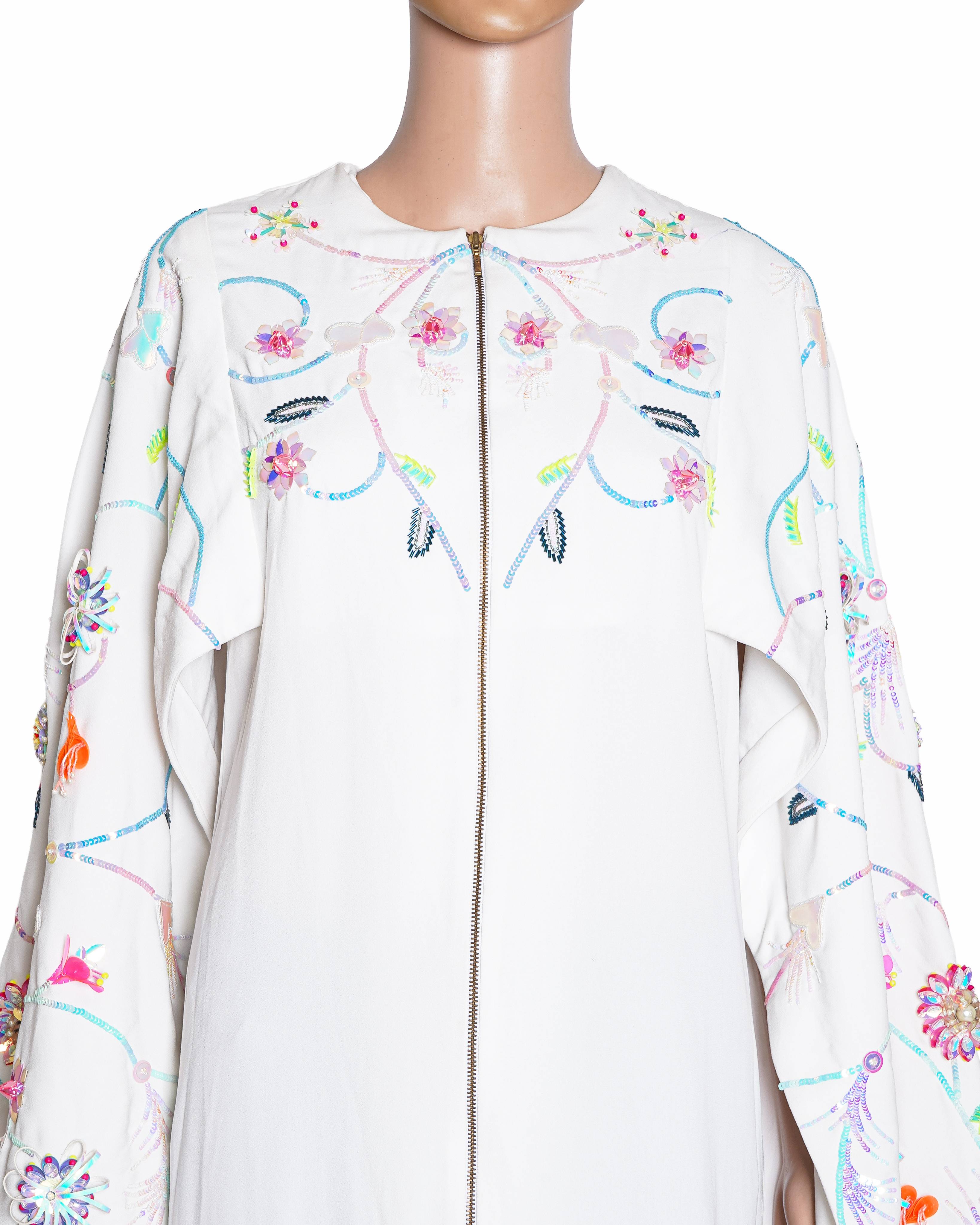 Manish Arora Floral Embroidered Sequins Beads Cape Maxi Dress