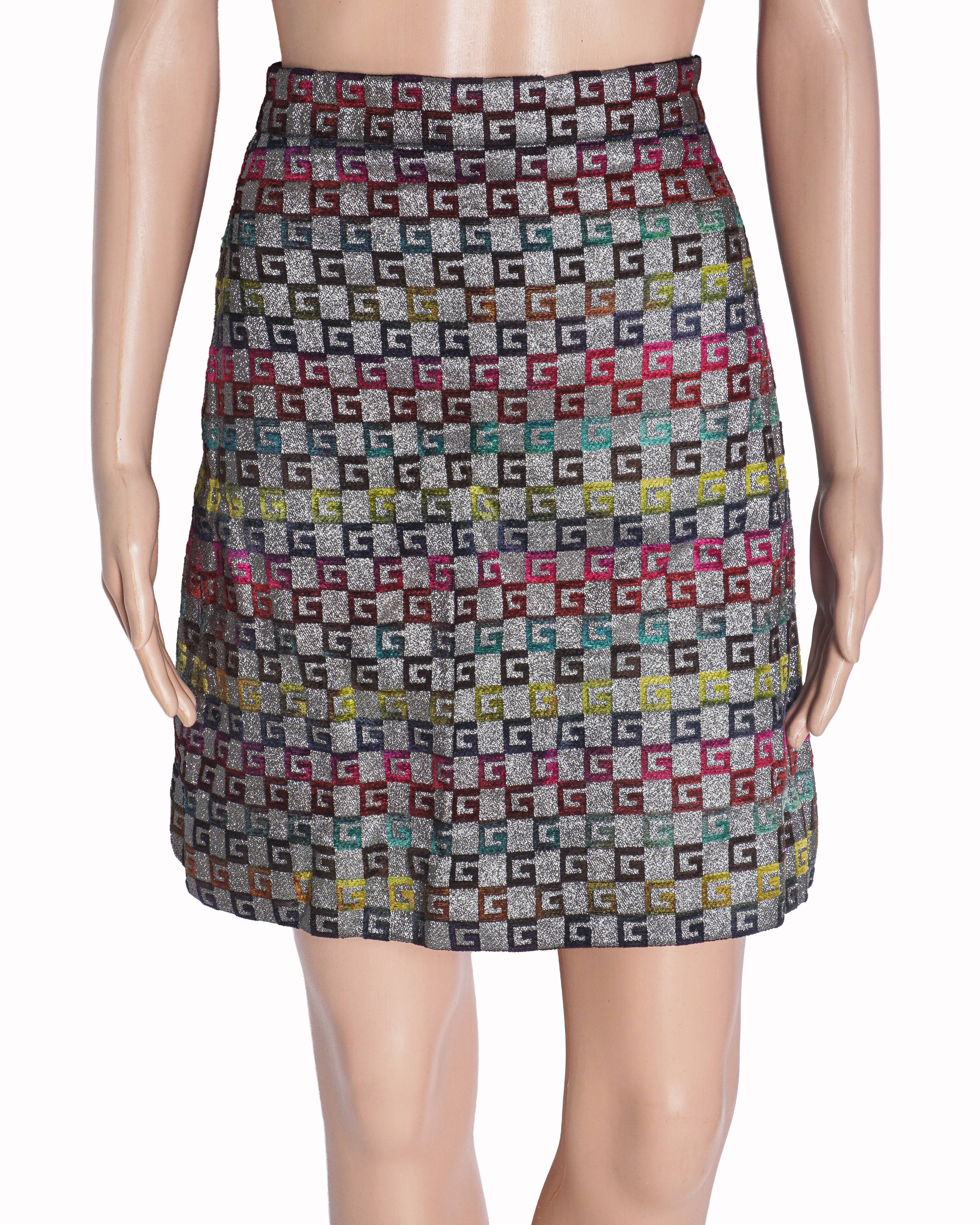 Gucci Metallic Multicolor Square G Jacquard Skirt
