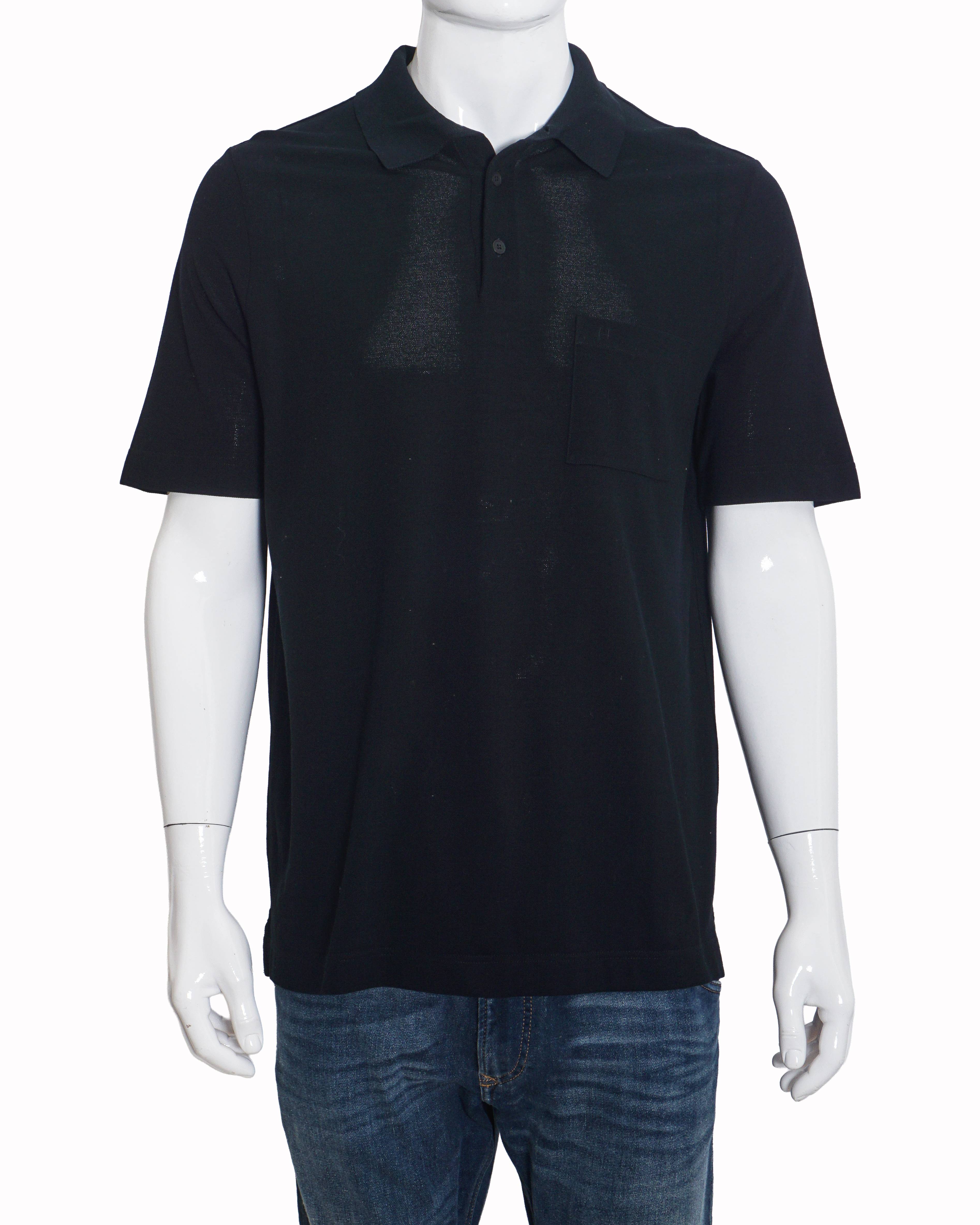 Hermès Classic Black Cotton Pocket Polo T-Shirt