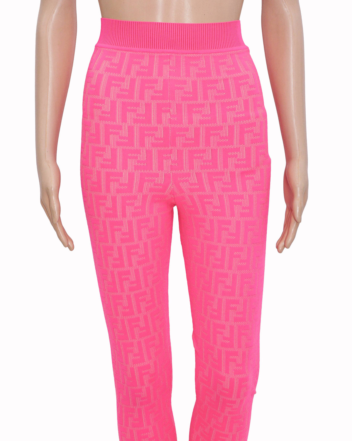 Fendi x Nicki Minaj Hot Pink All-Over FF Monogram Knit Leggings