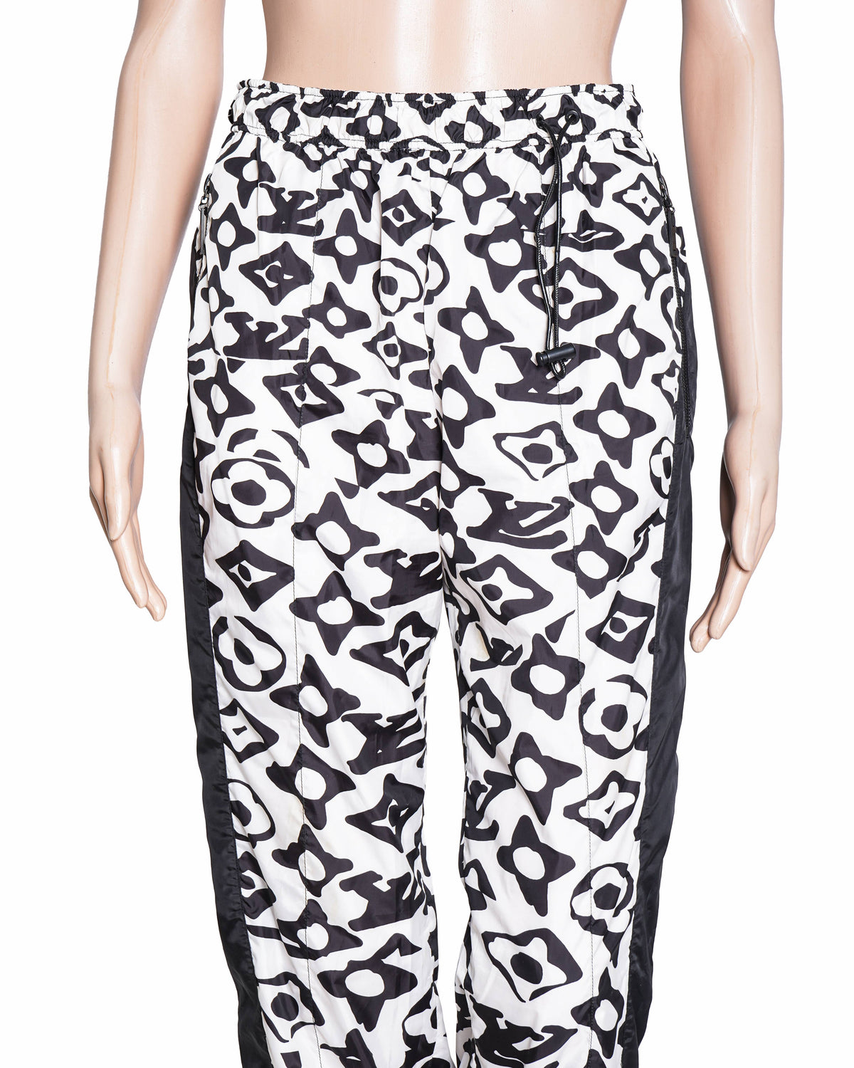 Louis Vuitton X URS Fischer Black/White Monogram Print Synthetic Joggers